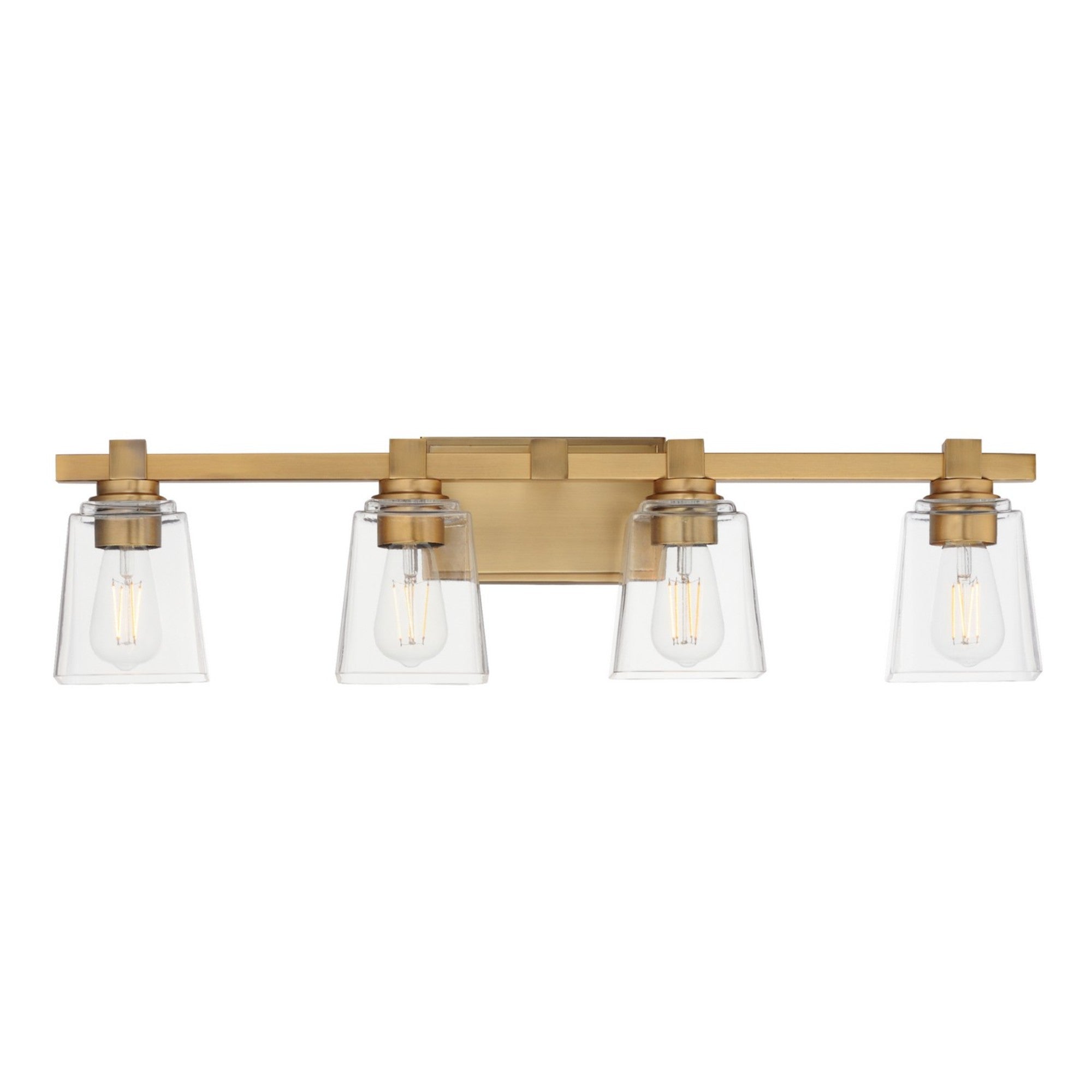 Cubos 31" 4-Light Bath Vanity, Natural Aged Brass Finish - Bees Lighting