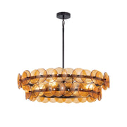 Loren 32" 4-Light Chandelier, Gunmetal Finish, Green Glass - Bees Lighting