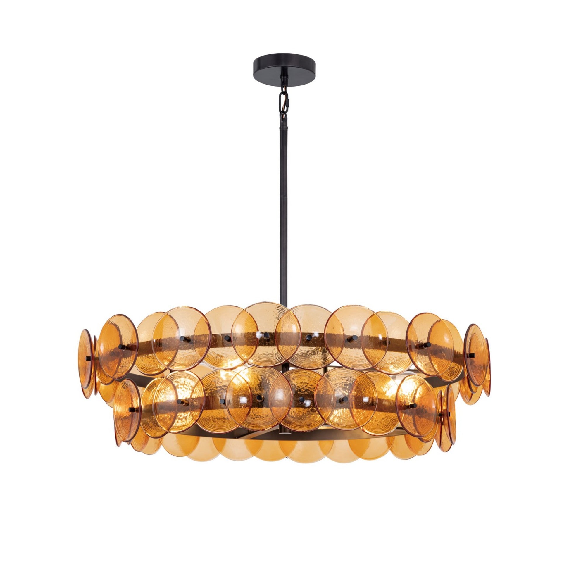 Loren 32" 4-Light Chandelier, Gunmetal Finish, Green Glass - Bees Lighting