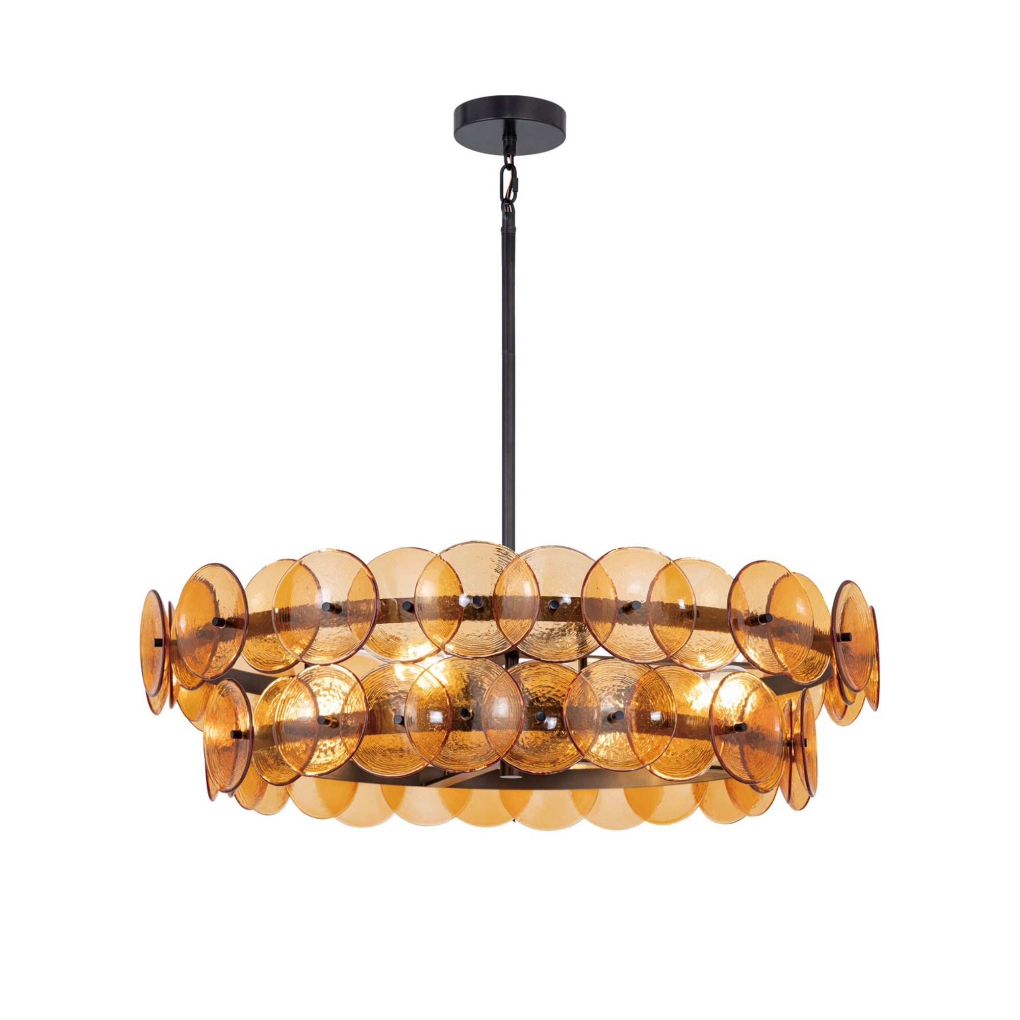 Loren 32" 4-Light Chandelier, Gunmetal Finish, Green Glass