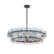 Loren 32" 4-Light Chandelier, Gunmetal Finish, Recycled Glass - Bees Lighting