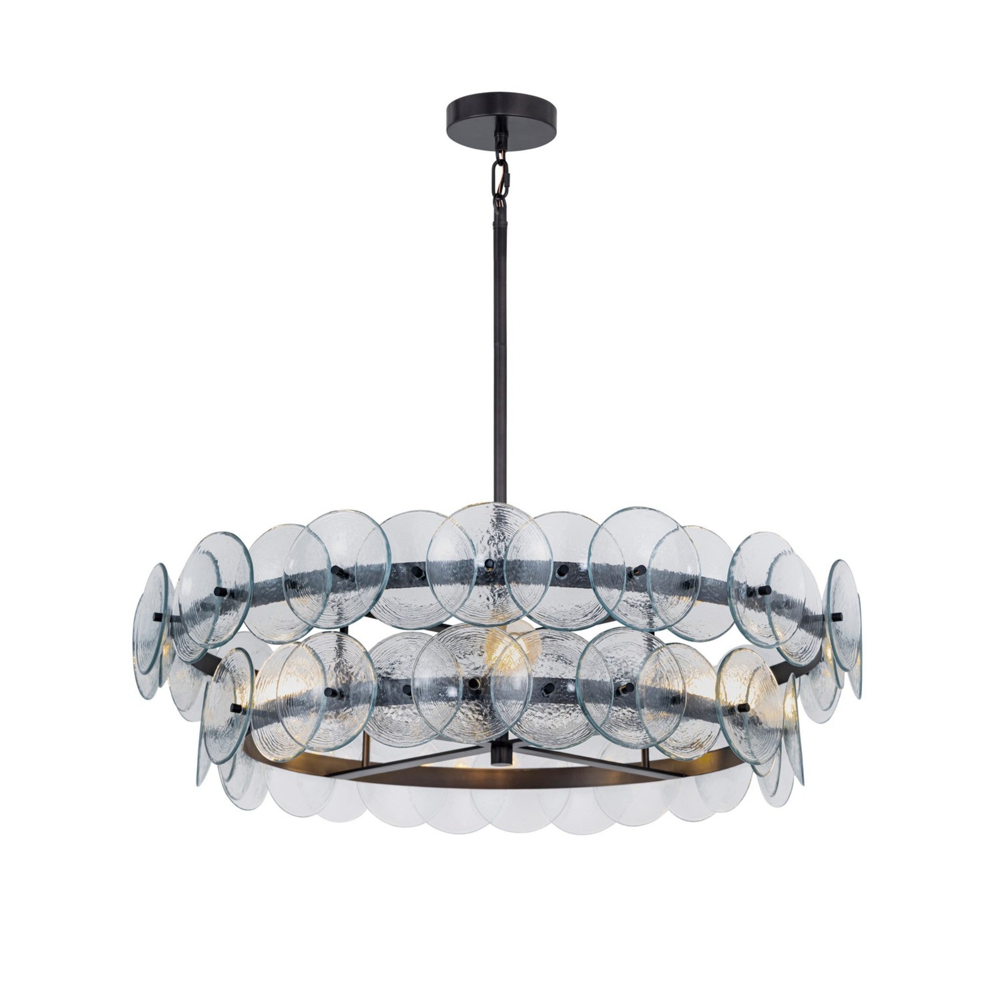 Loren 32" 4-Light Chandelier, Gunmetal Finish, Recycled Glass - Bees Lighting