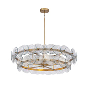Loren 32" 4-Light Chandelier, Weathered Brass Finish, Recycled Glass - Bees Lighting