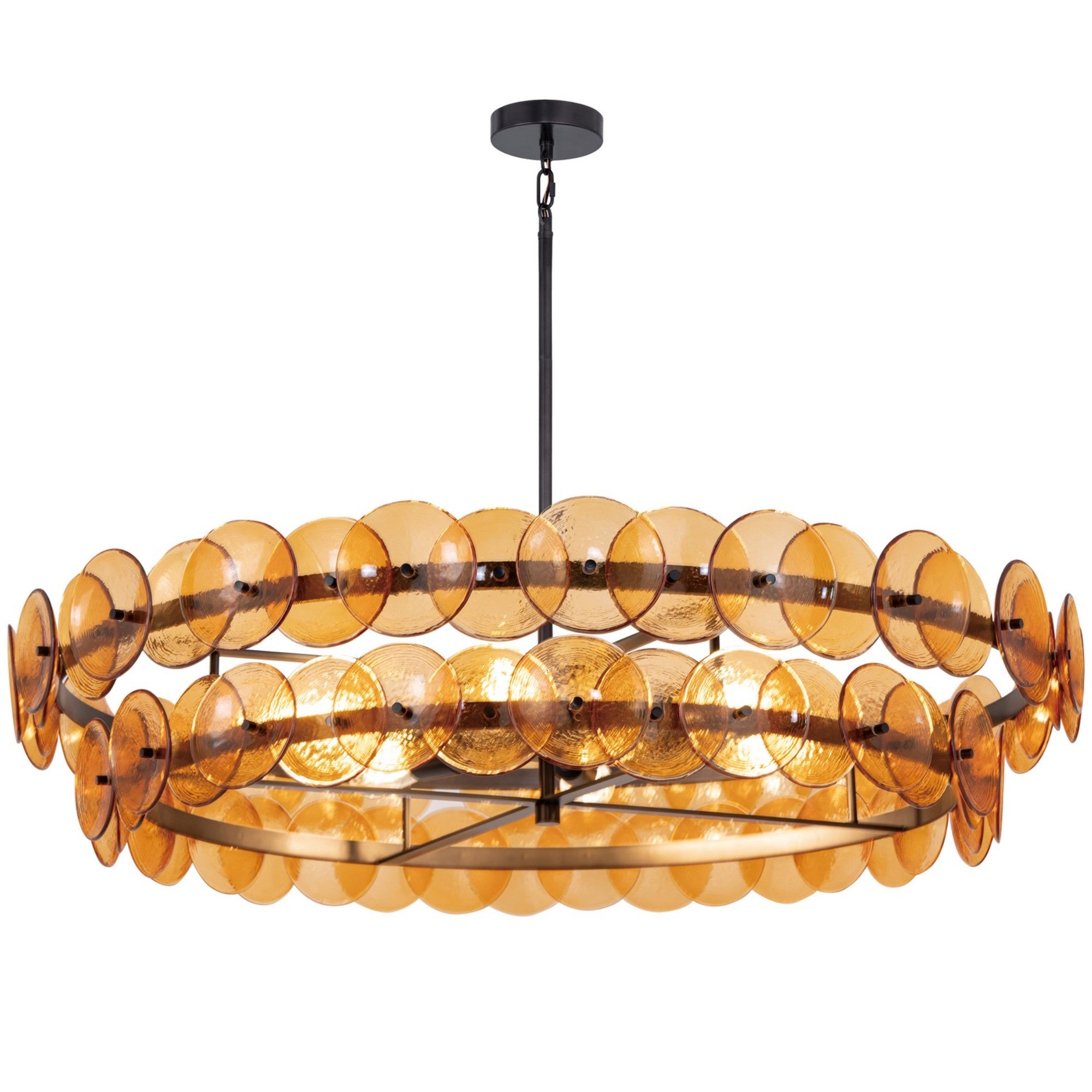Loren 42" 6-Light Chandelier, Gunmetal Finish, Green Glass - Bees Lighting