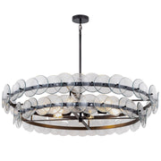 Loren 42" 6-Light Chandelier, Gunmetal Finish, Textured Glass - Bees Lighting