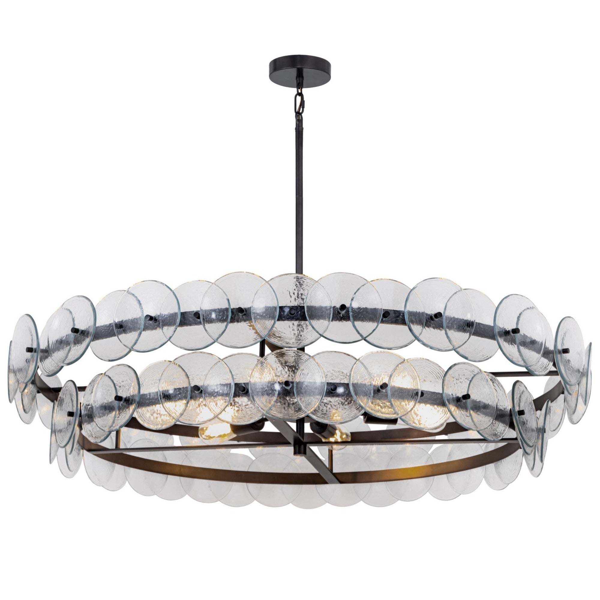 Loren 42" 6-Light Chandelier, Gunmetal Finish, Textured Glass