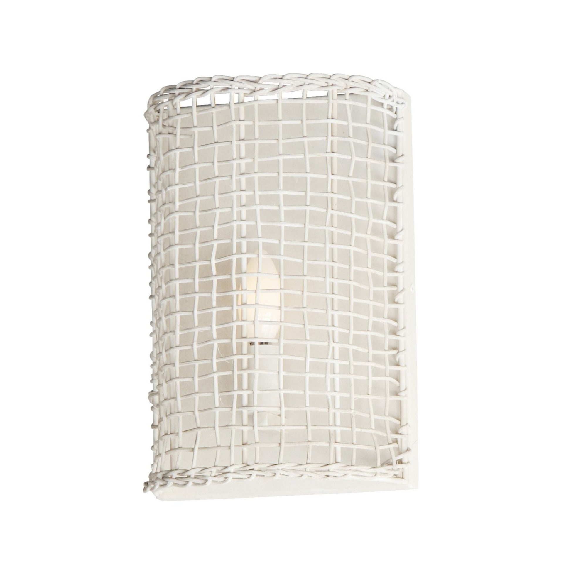 Cestino 12" Wall Sconce, Weathered White Finish - Bees Lighting