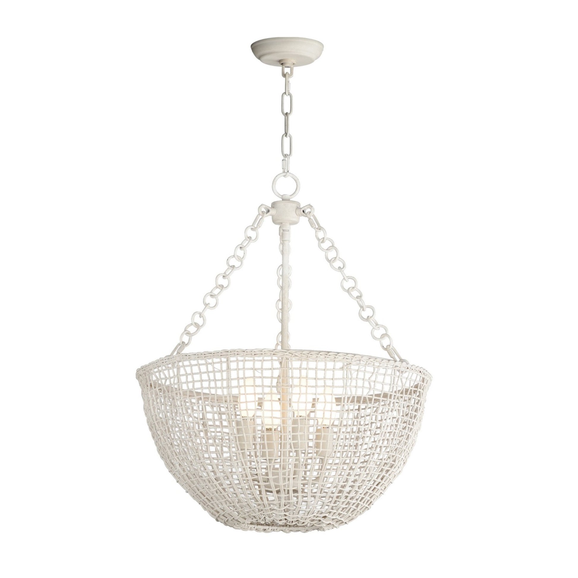 Cestino 21" 4-Light Pendant, Weathered White Finish - Bees Lighting