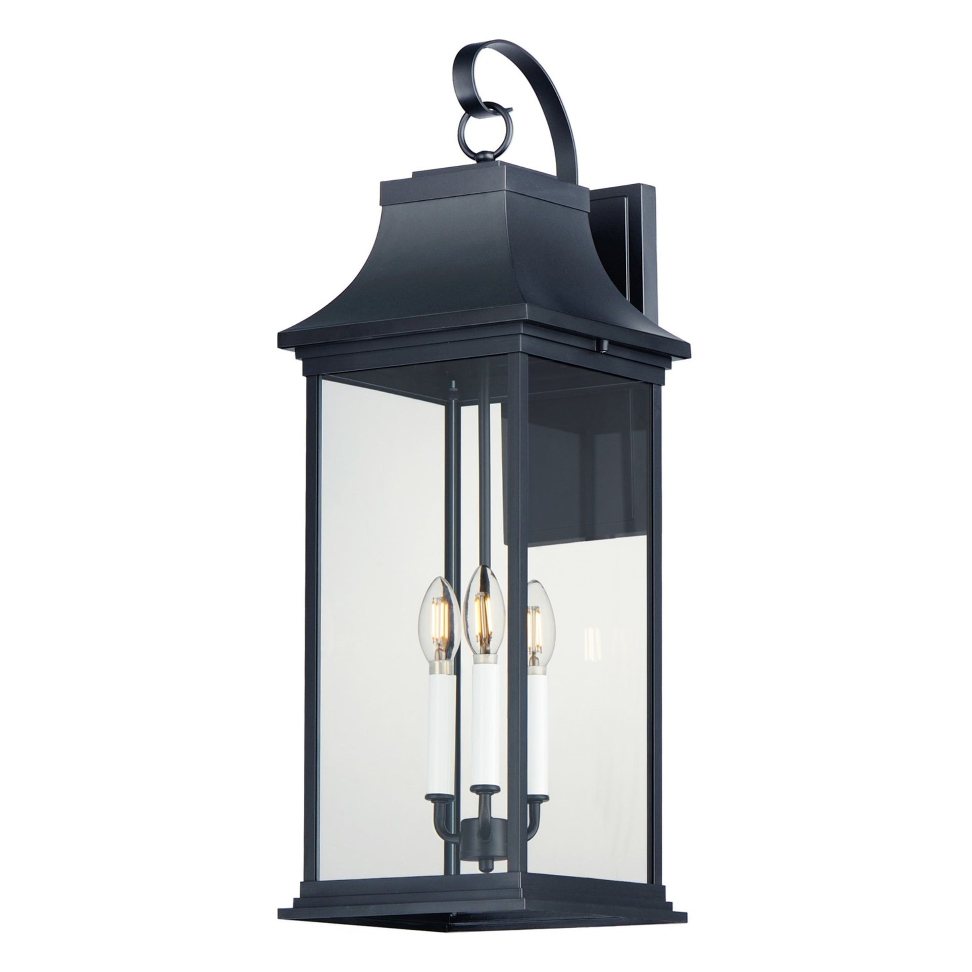 Vicksburg 28" 3-Light Outdoor Wall Sconce, Black Finish - Bees Lighting