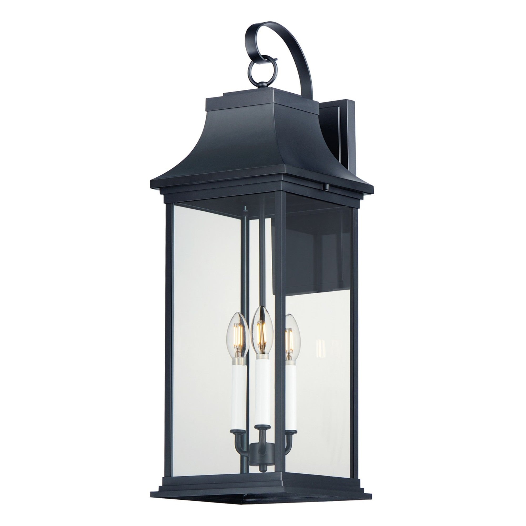 Vicksburg 28" 3-Light Outdoor Wall Sconce, Black Finish - Bees Lighting