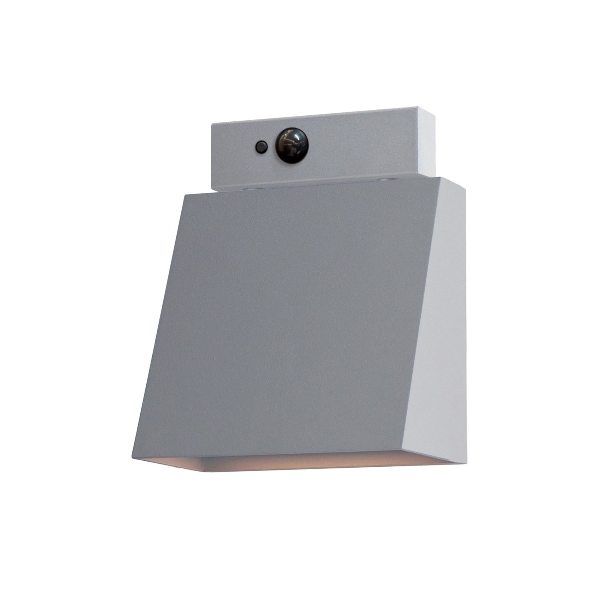 Pathfinder 7" LED Outdoor Wall Sconce, Silver Finish, Motion & Photocell - Bees Lighting