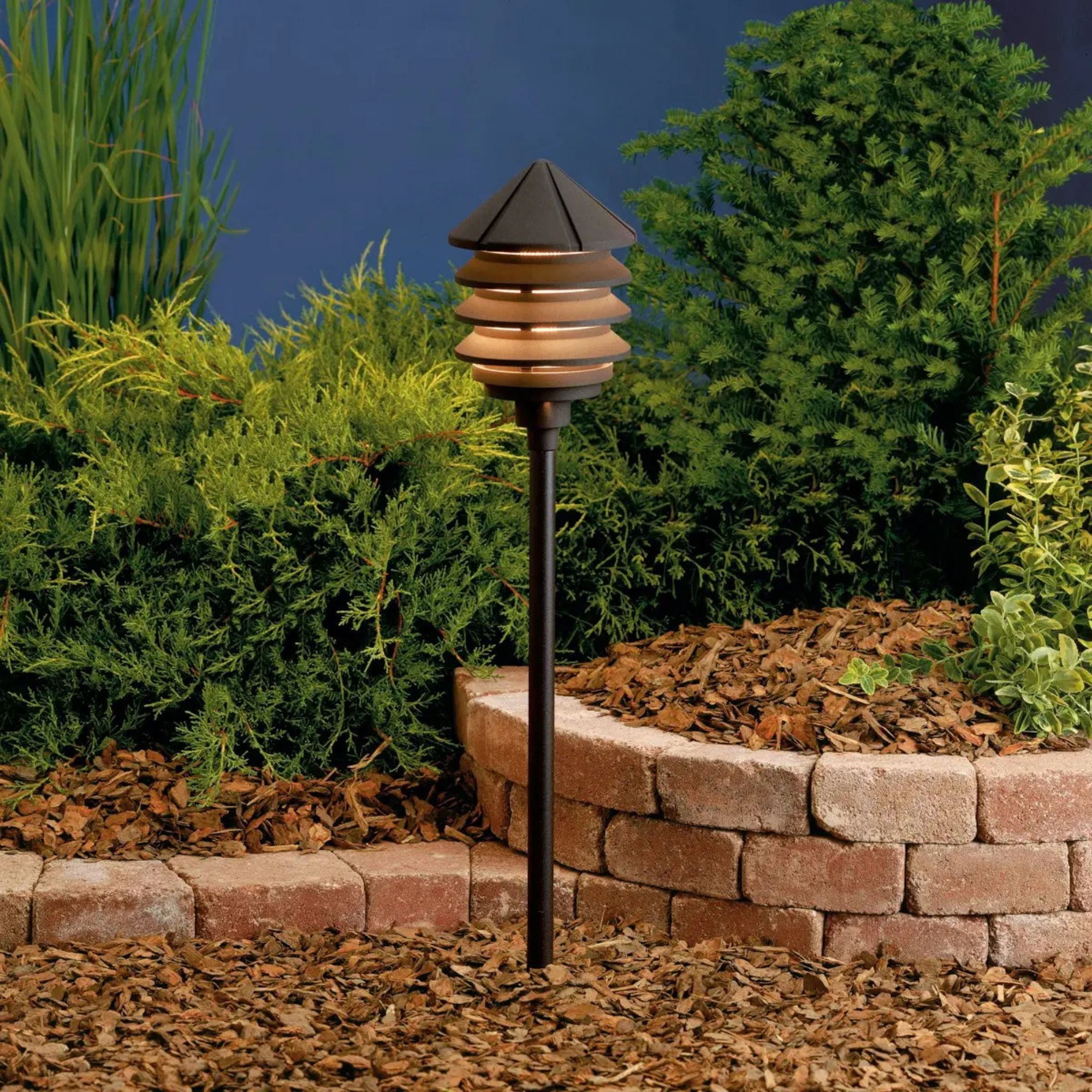 120V Three Tier Path Light, Textured Architectural Bronze