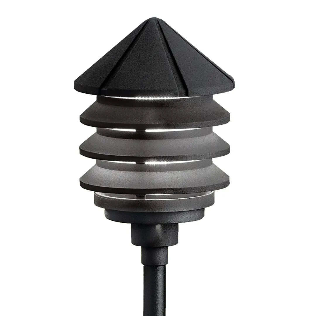 120V Three Tier Path Light Textured Black
