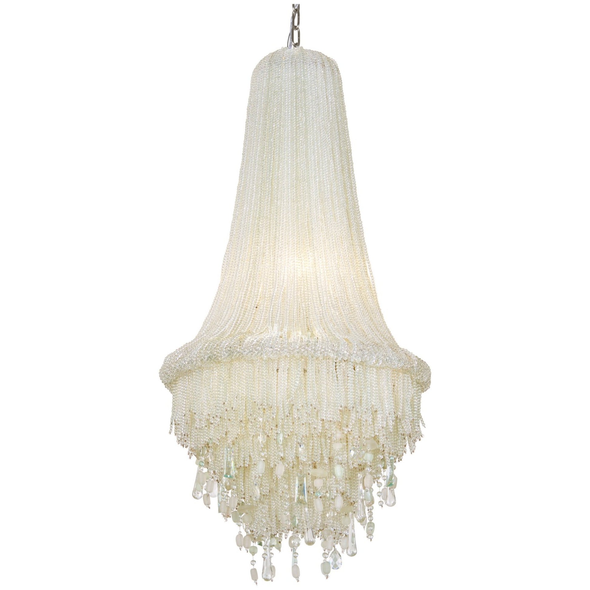 Crystal Reign 38" 4-Light Chandelier, Polished Nickel Finish - Bees Lighting