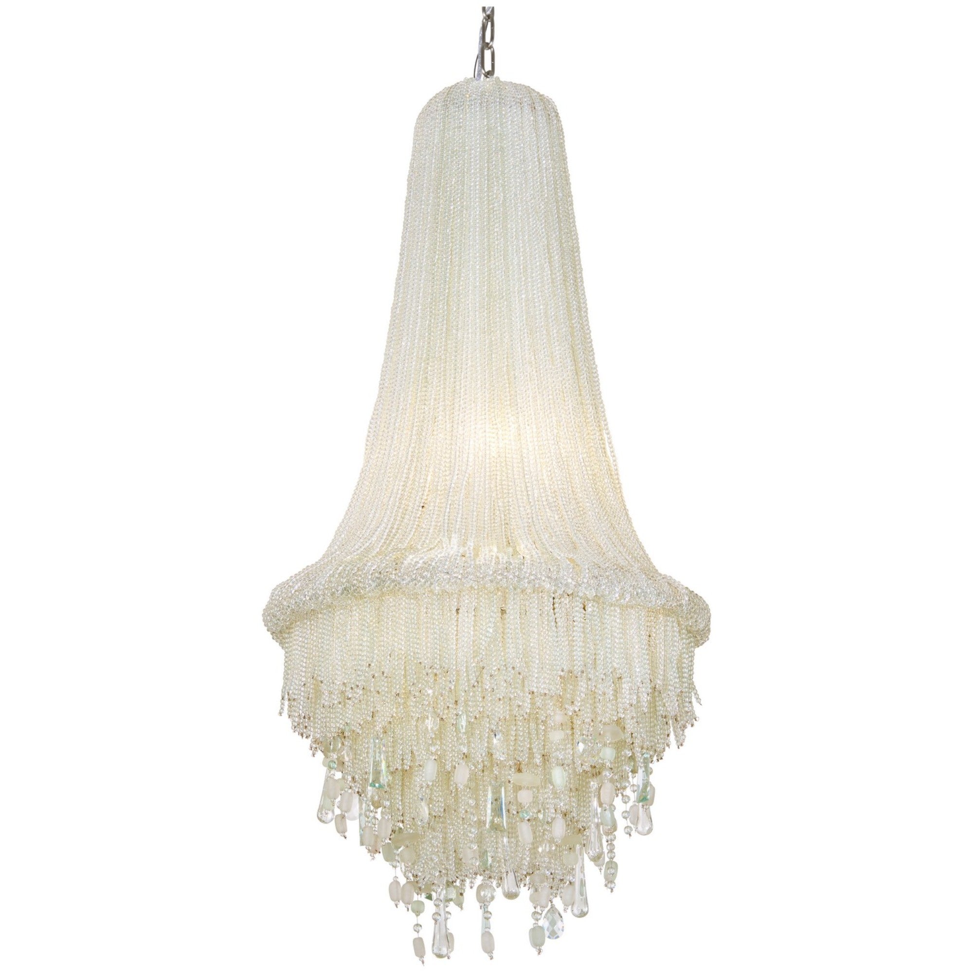 Crystal Reign 38" 4-Light Chandelier, Polished Nickel Finish - Bees Lighting
