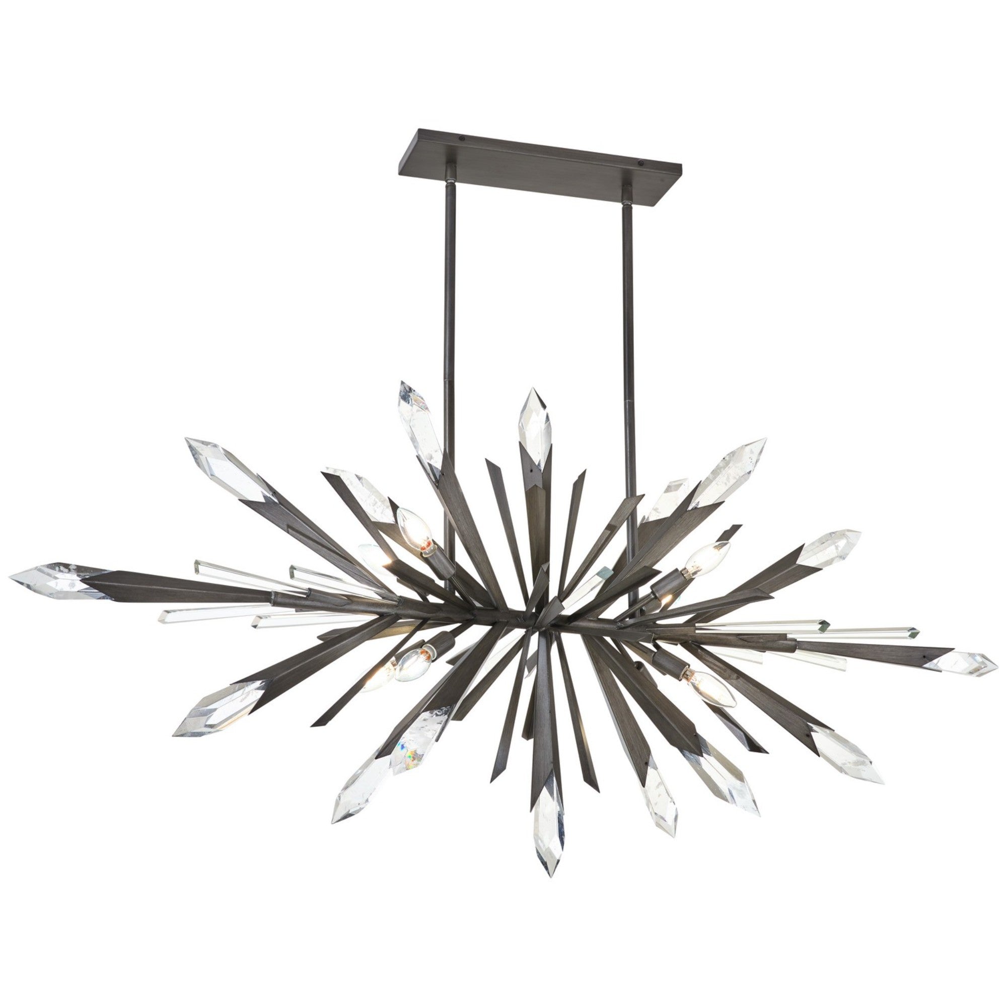 Elsa 58" 8-Light Island Light, Midnight Graphite Finish - Bees Lighting