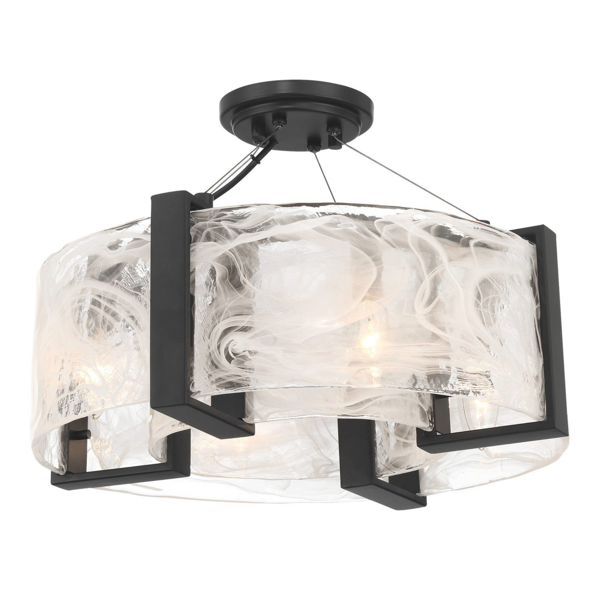 Cloud Break 18" 4 Lights Pendant Light Black Finish
