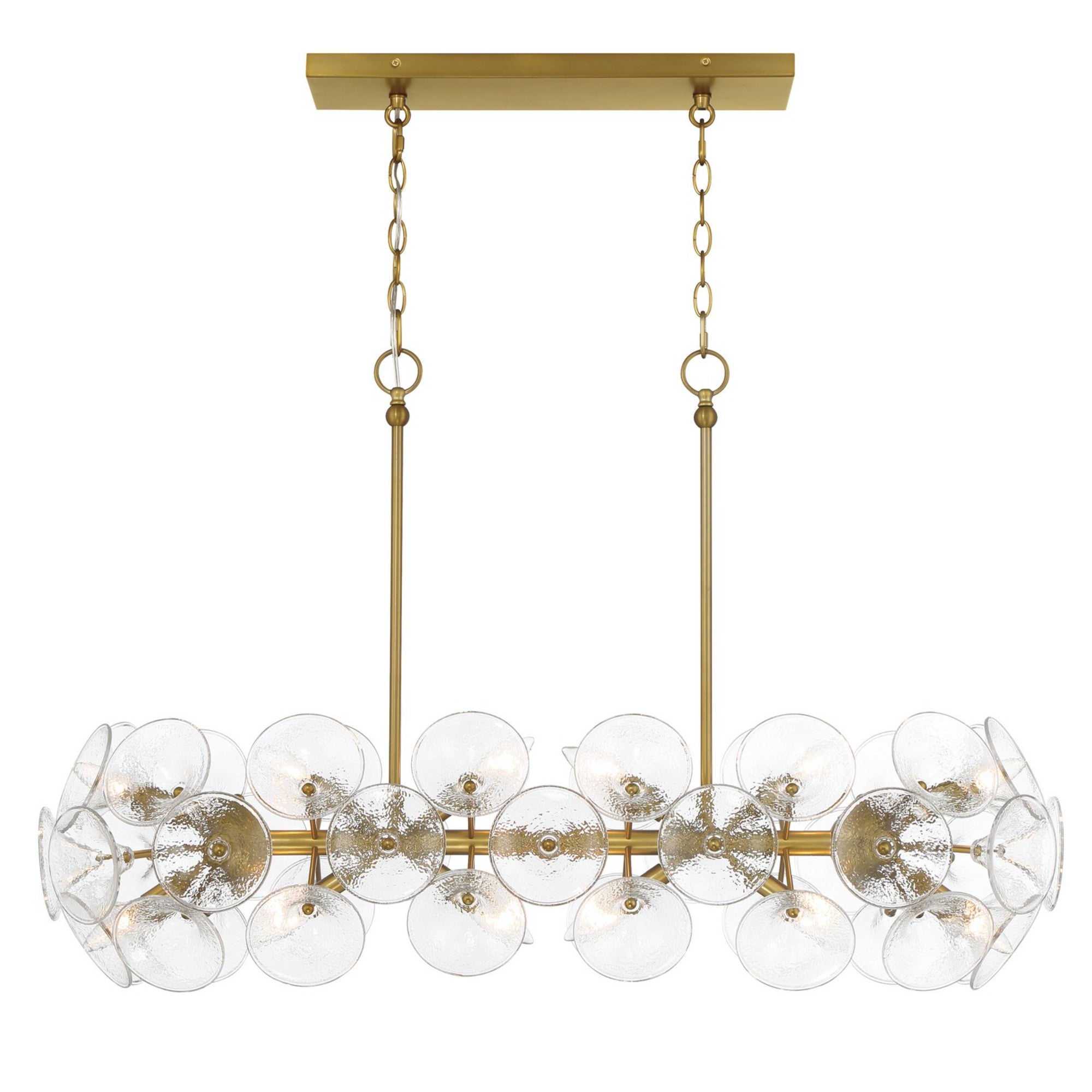 Winter 39" 12-Light Island Light, Soft Brass Finish - Bees Lighting