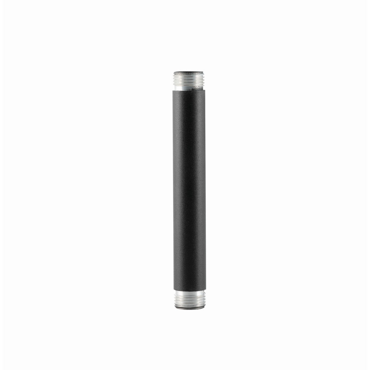 Textured black lamp riser rod with metal threaded ends