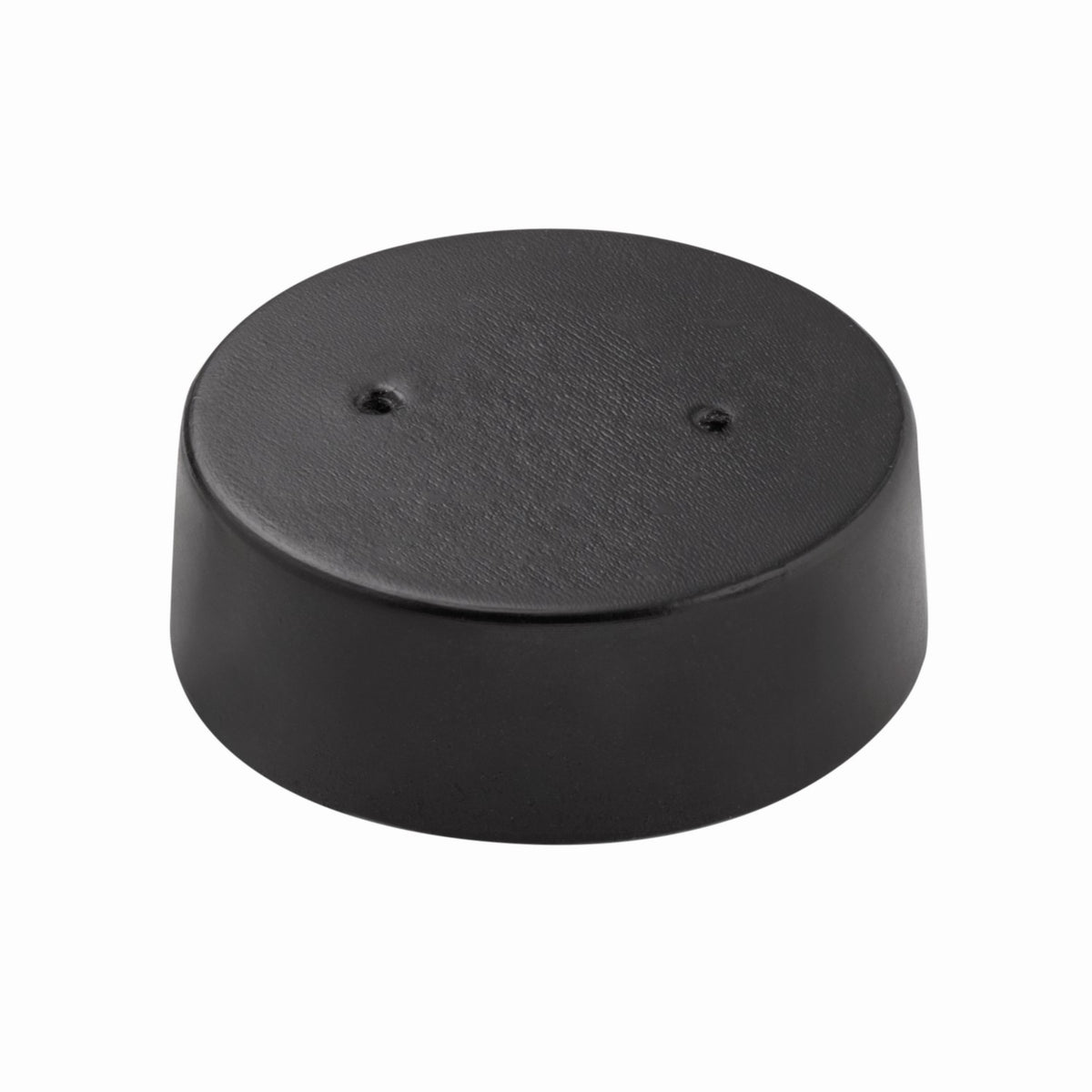 Black round landscape LED base accessory with two mounting holes on top