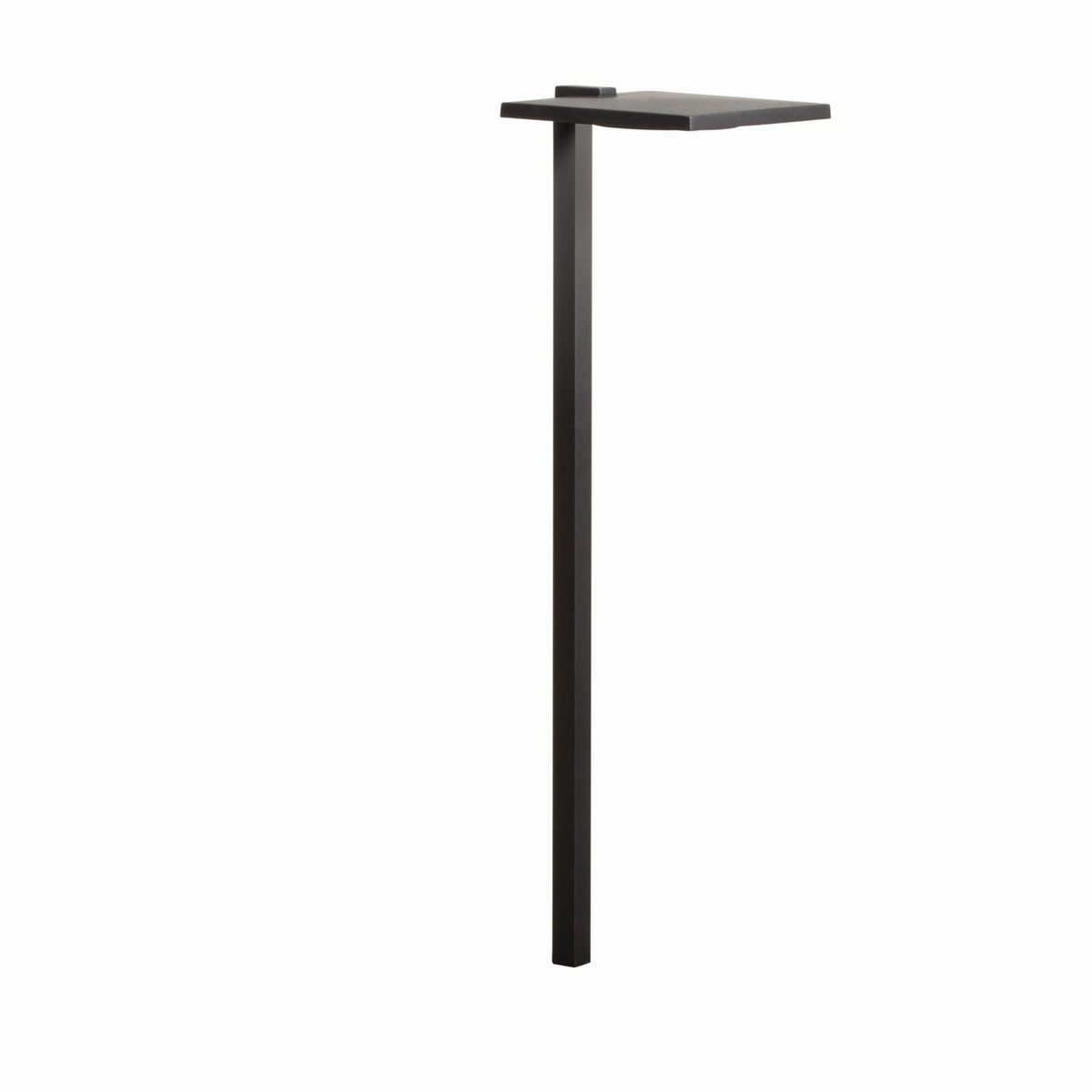 Kichler black path light with slim metal post and flat square top