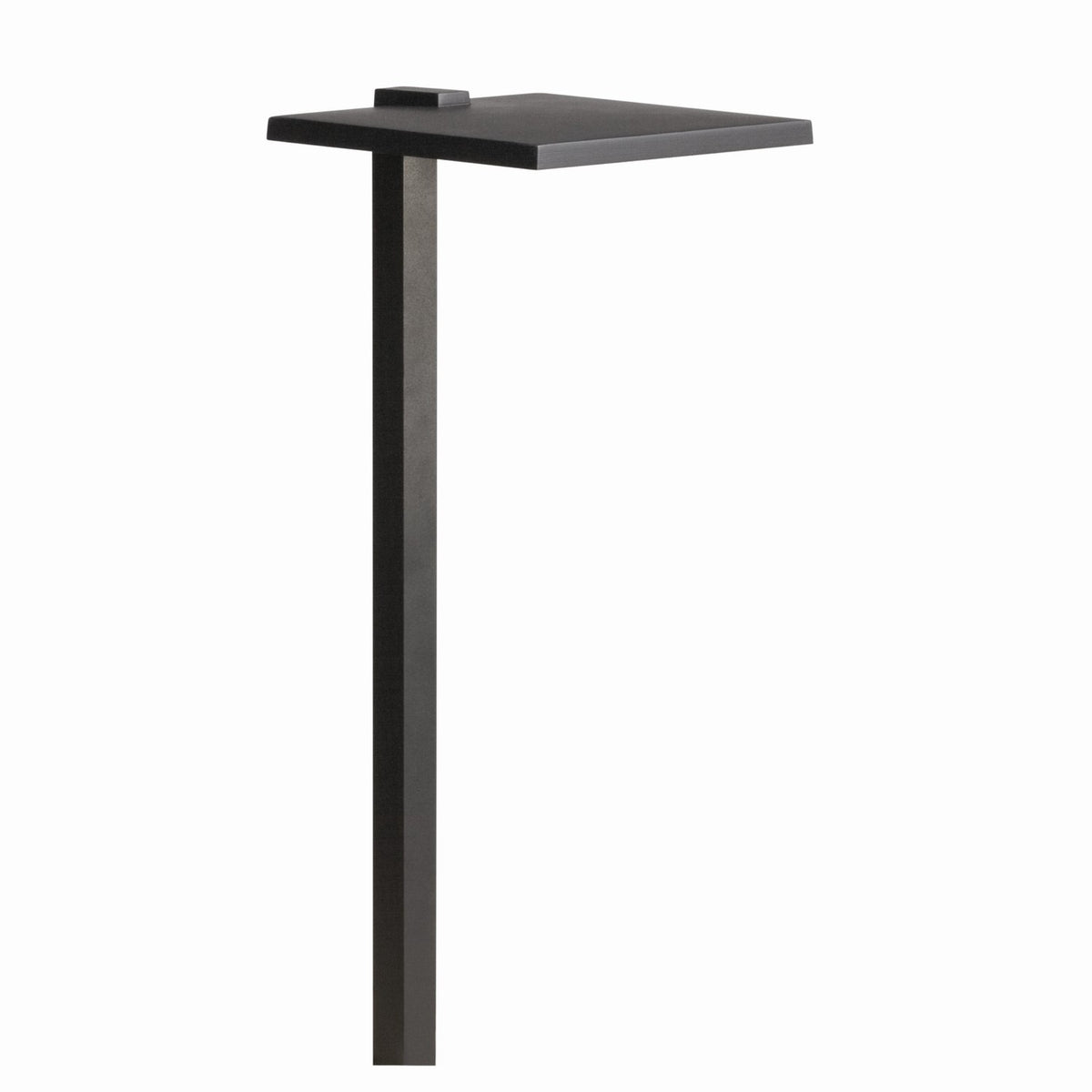 Textured black LED path light with clear diffuser and flat square top