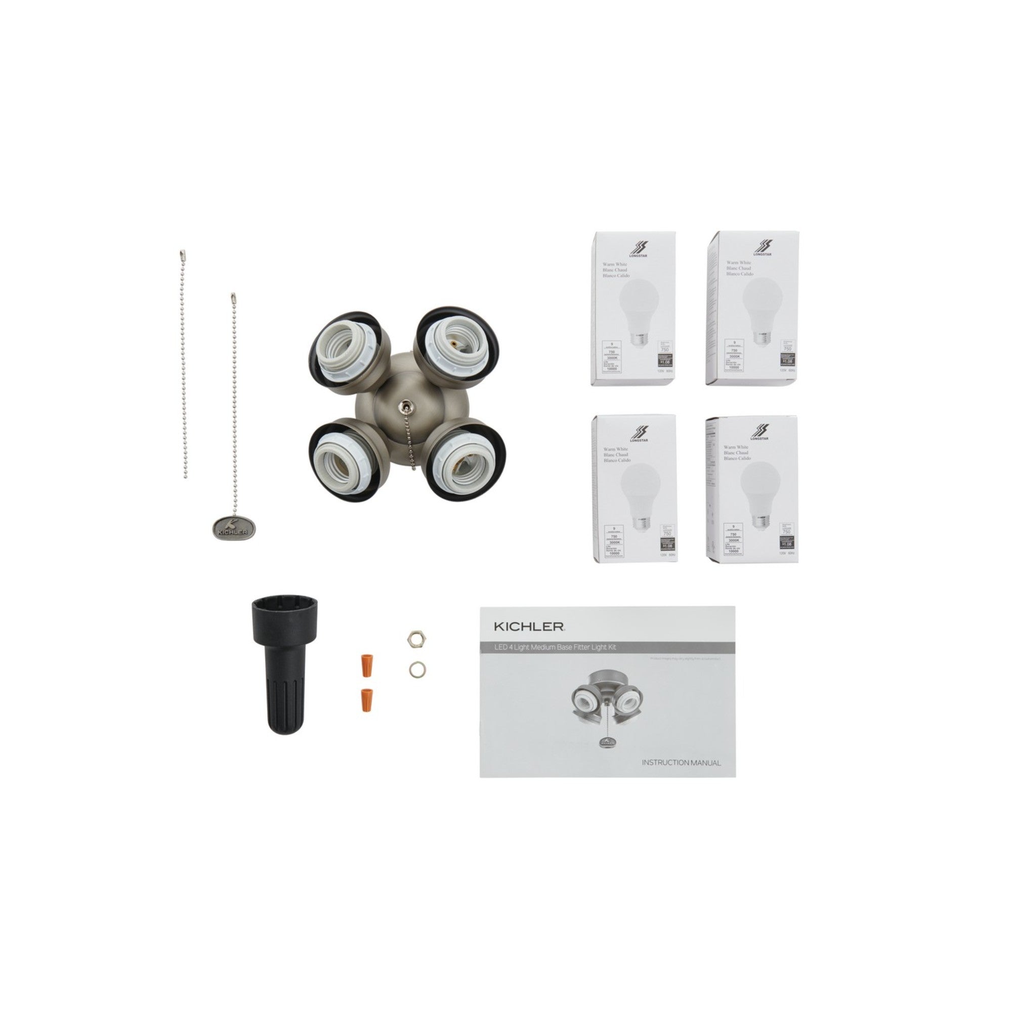 Kichler 7 In. 4 LED Lights Turtle Fitter Ceiling Fan Light Kit - Bees Lighting