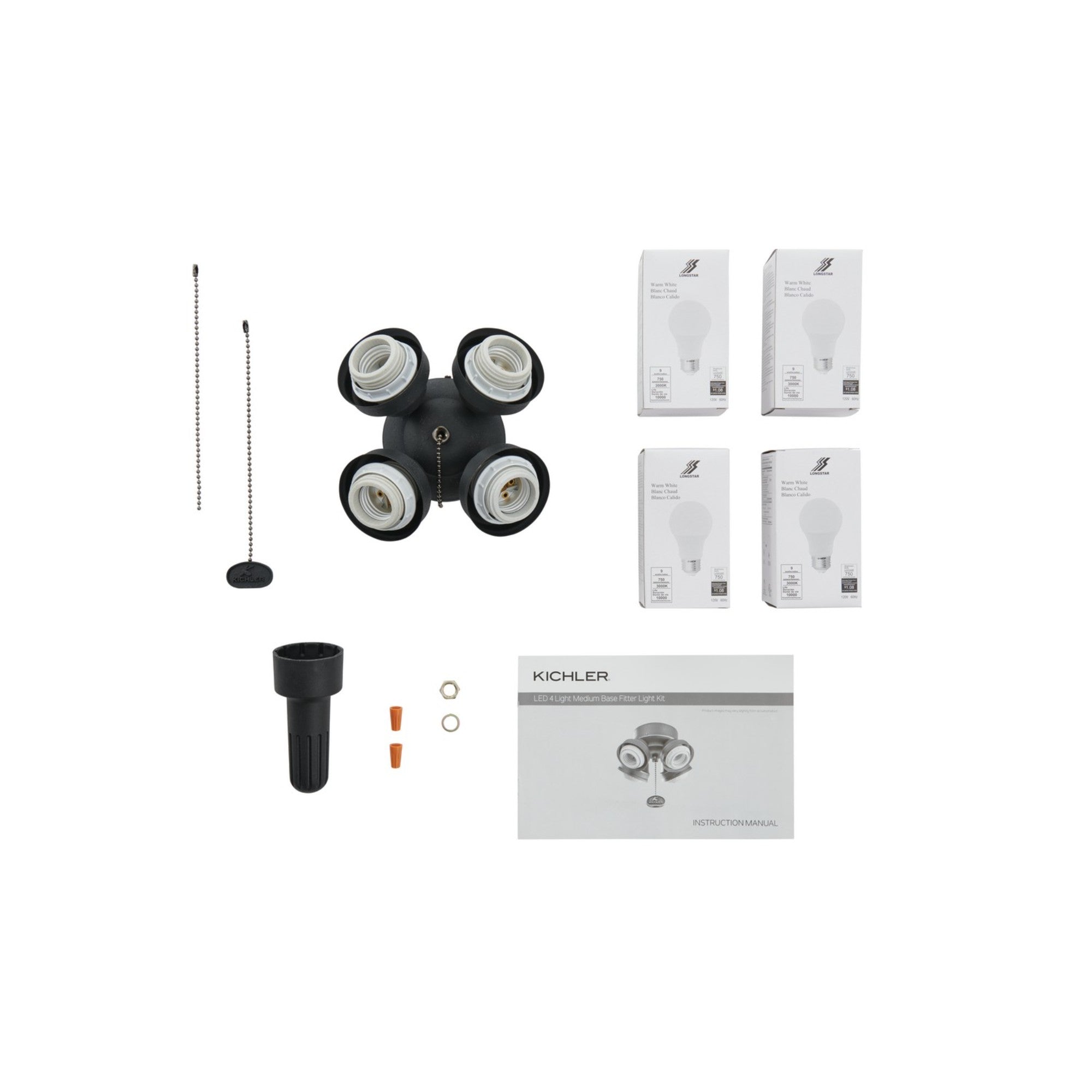Kichler 7 In. 4 LED Lights Turtle Fitter Ceiling Fan Light Kit - Bees Lighting