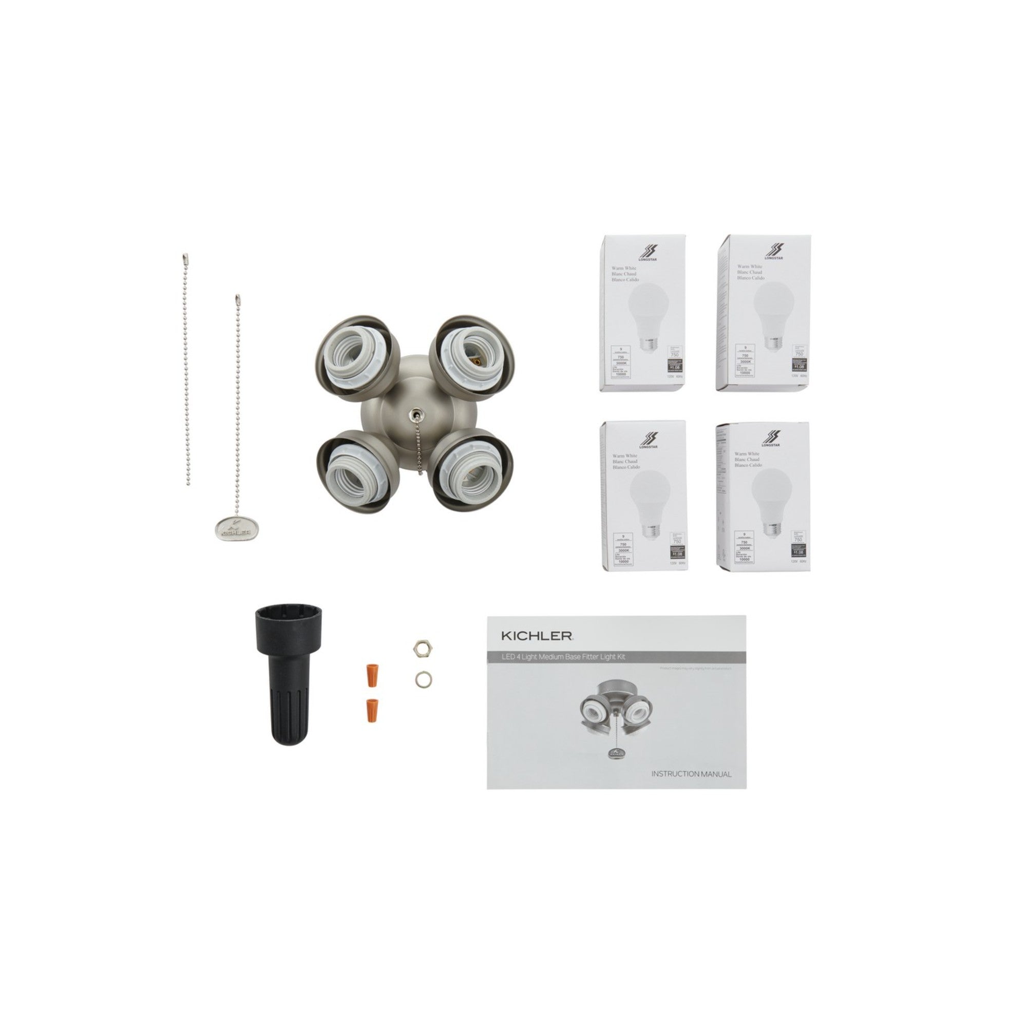 Kichler 7 In. 4 LED Lights Turtle Fitter Ceiling Fan Light Kit - Bees Lighting