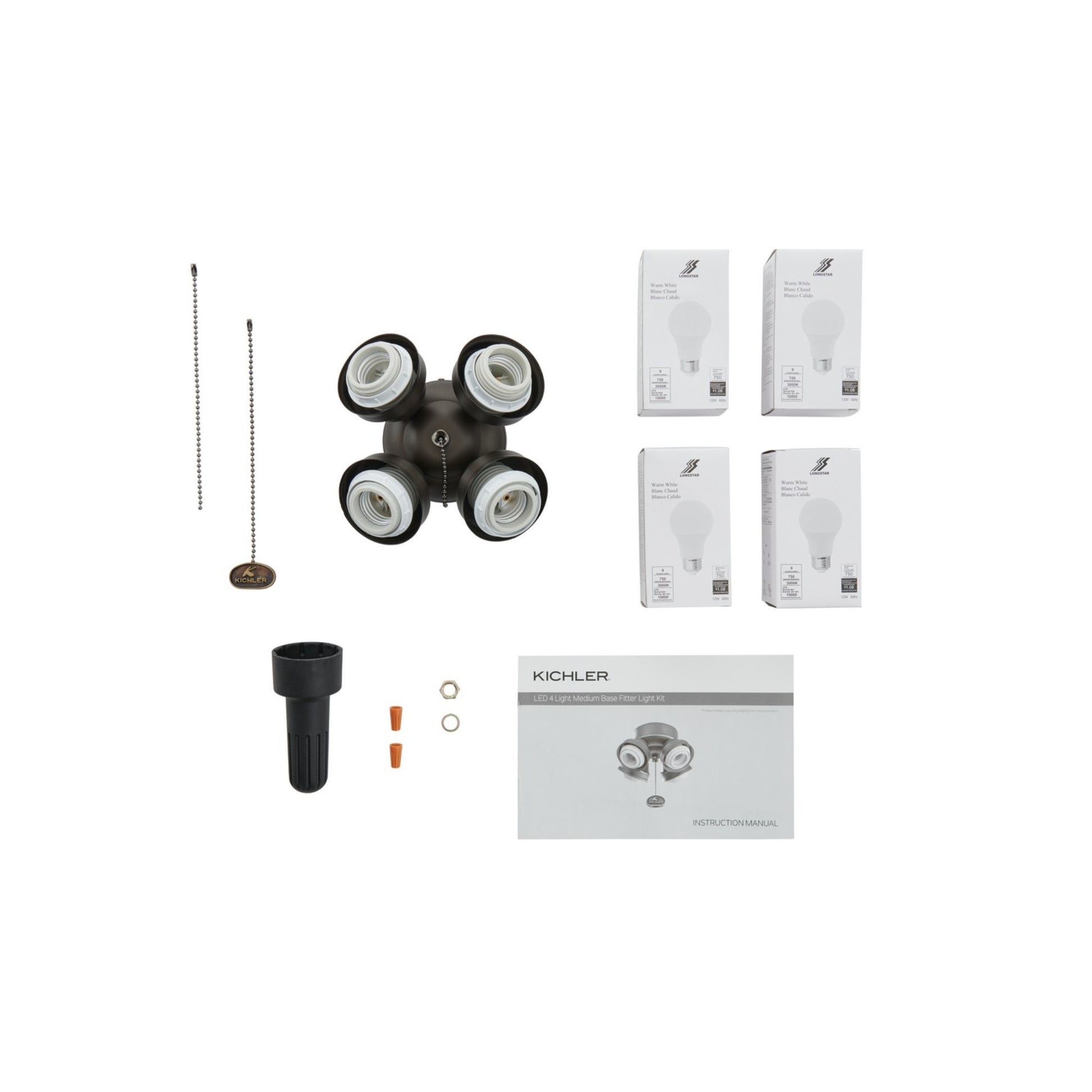 Kichler 7 In. 4 LED Lights Turtle Fitter Ceiling Fan Light Kit - Bees Lighting
