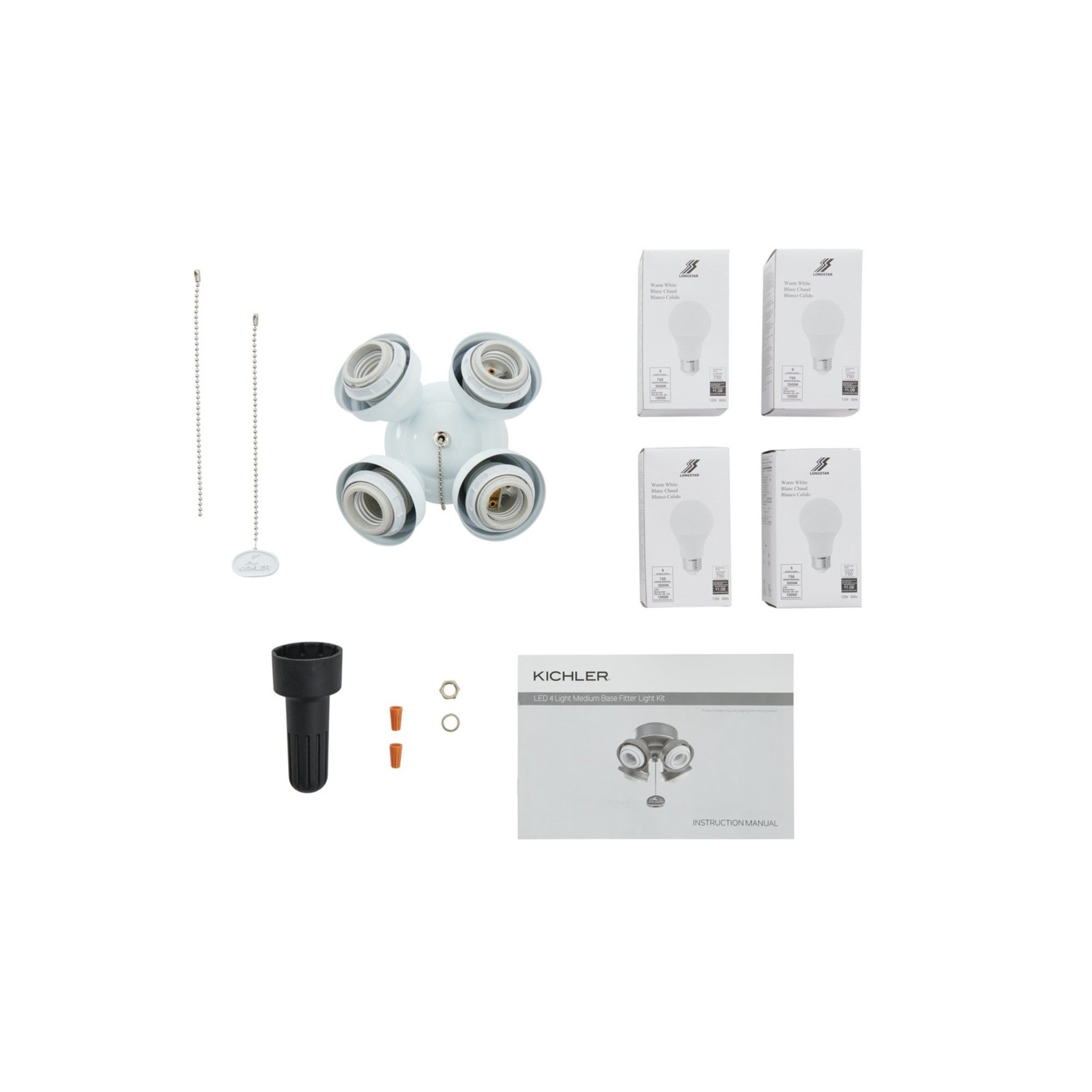 Kichler 7 In. 4 LED Lights Turtle Fitter Ceiling Fan Light Kit - Bees Lighting