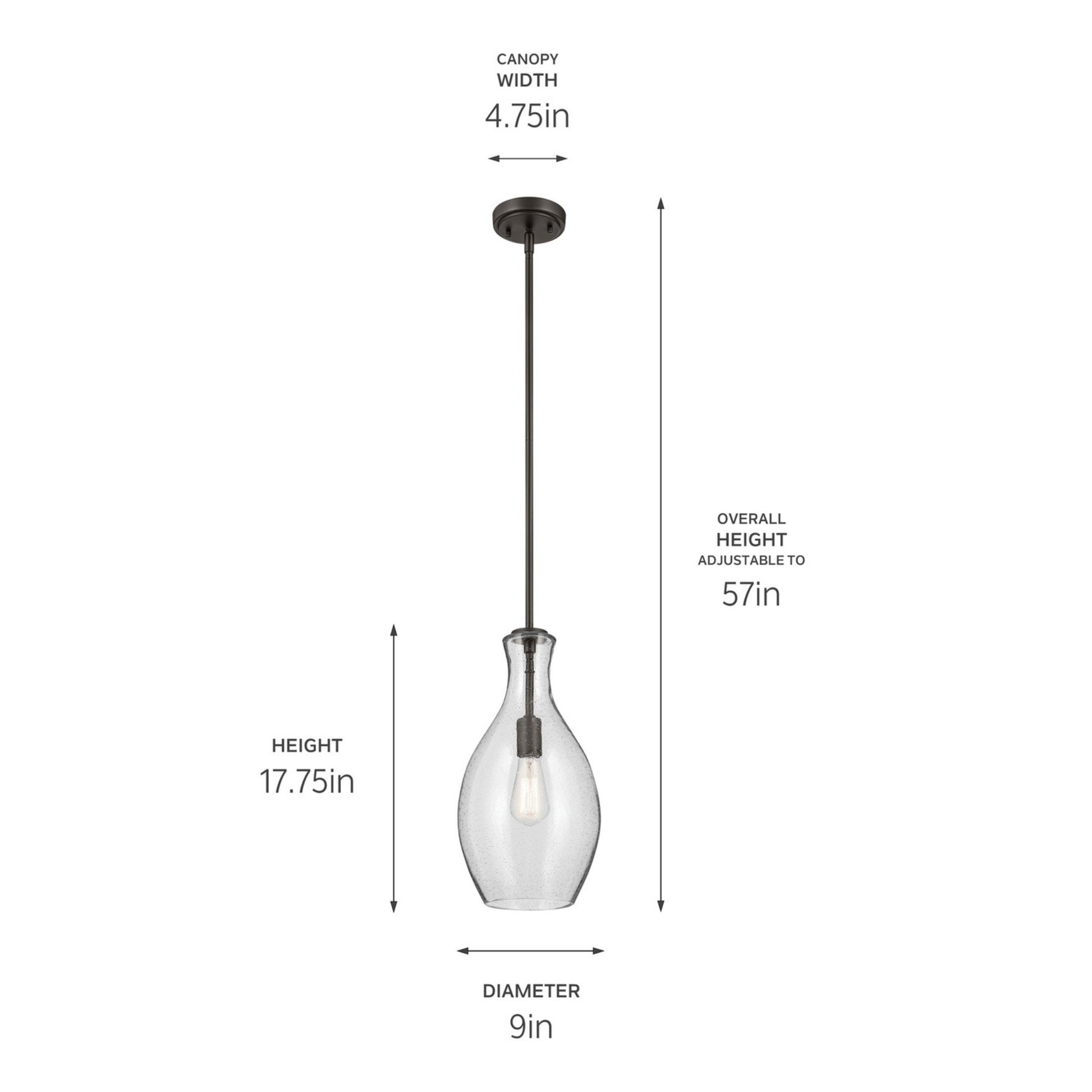 Everly 9" Pendant, Olde Bronze Finish, Clear Seeded Glass - Bees Lighting