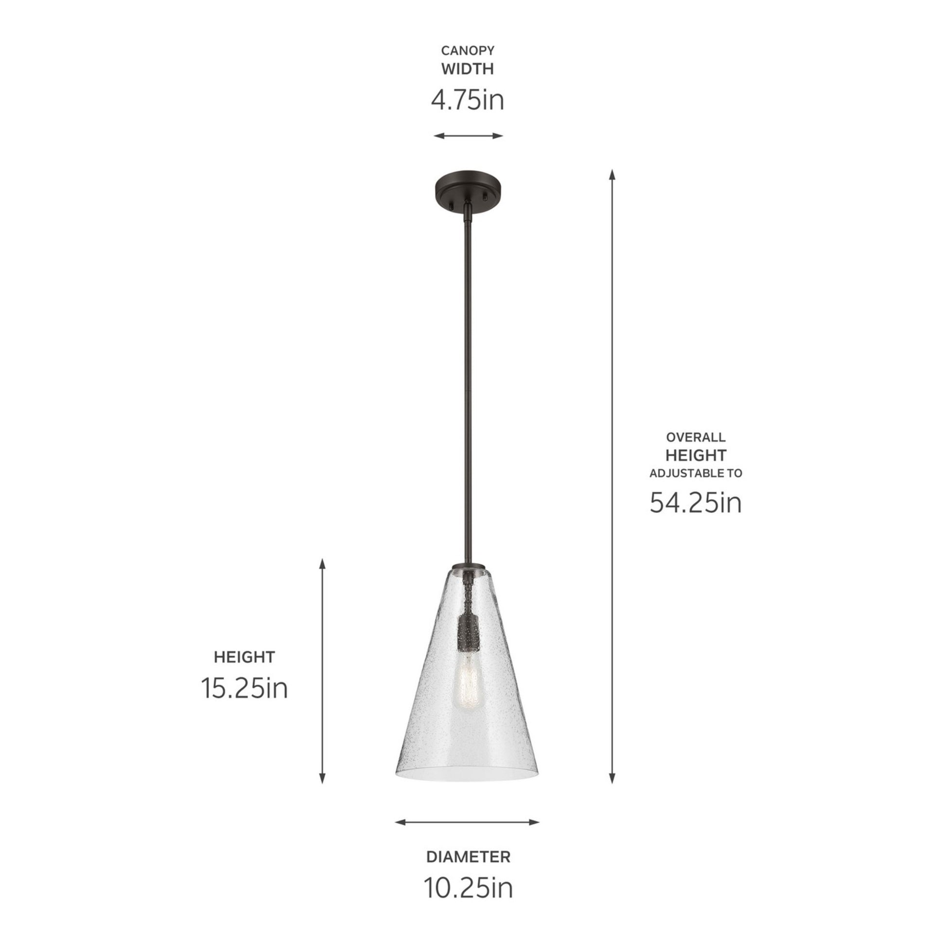 Everly 10" Cone Pendant, Olde Bronze Finish, Clear Seeded Glass - Bees Lighting