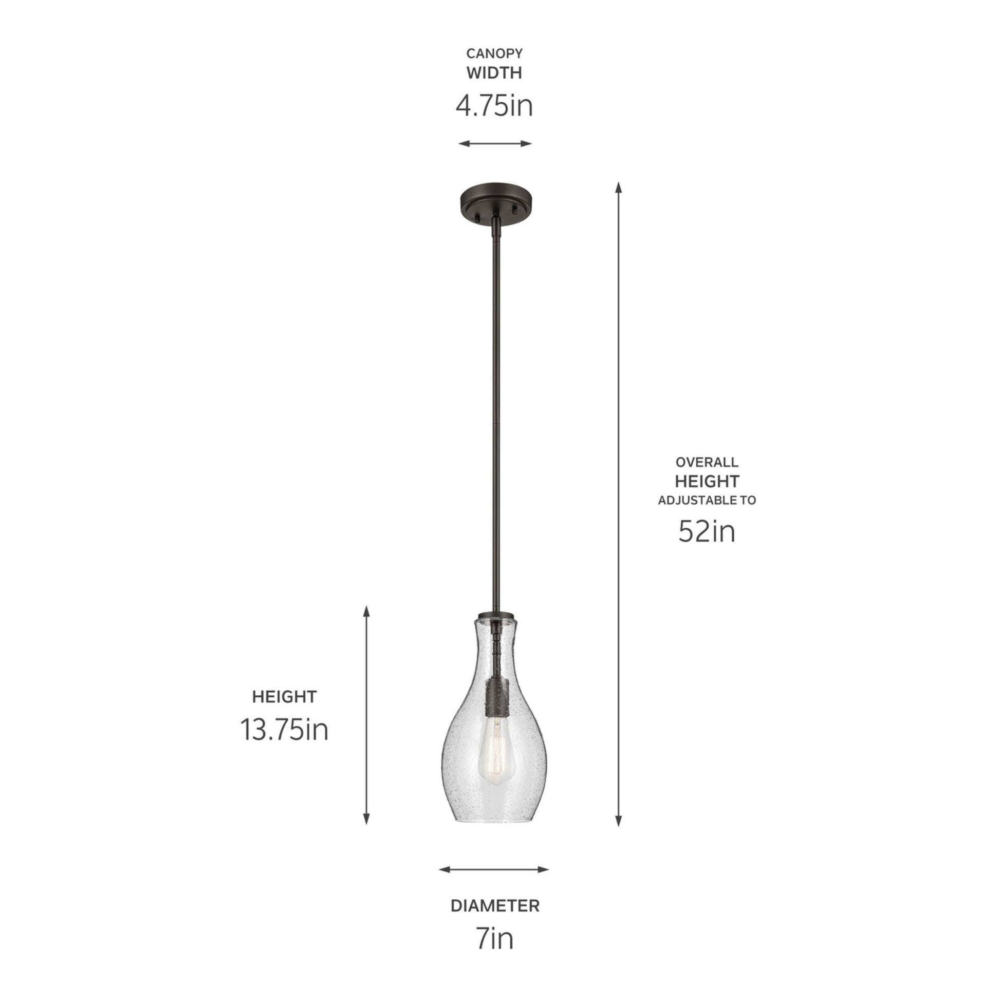 Everly 7" Pendant, Olde Bronze Finish, Clear Seeded Glass - Bees Lighting
