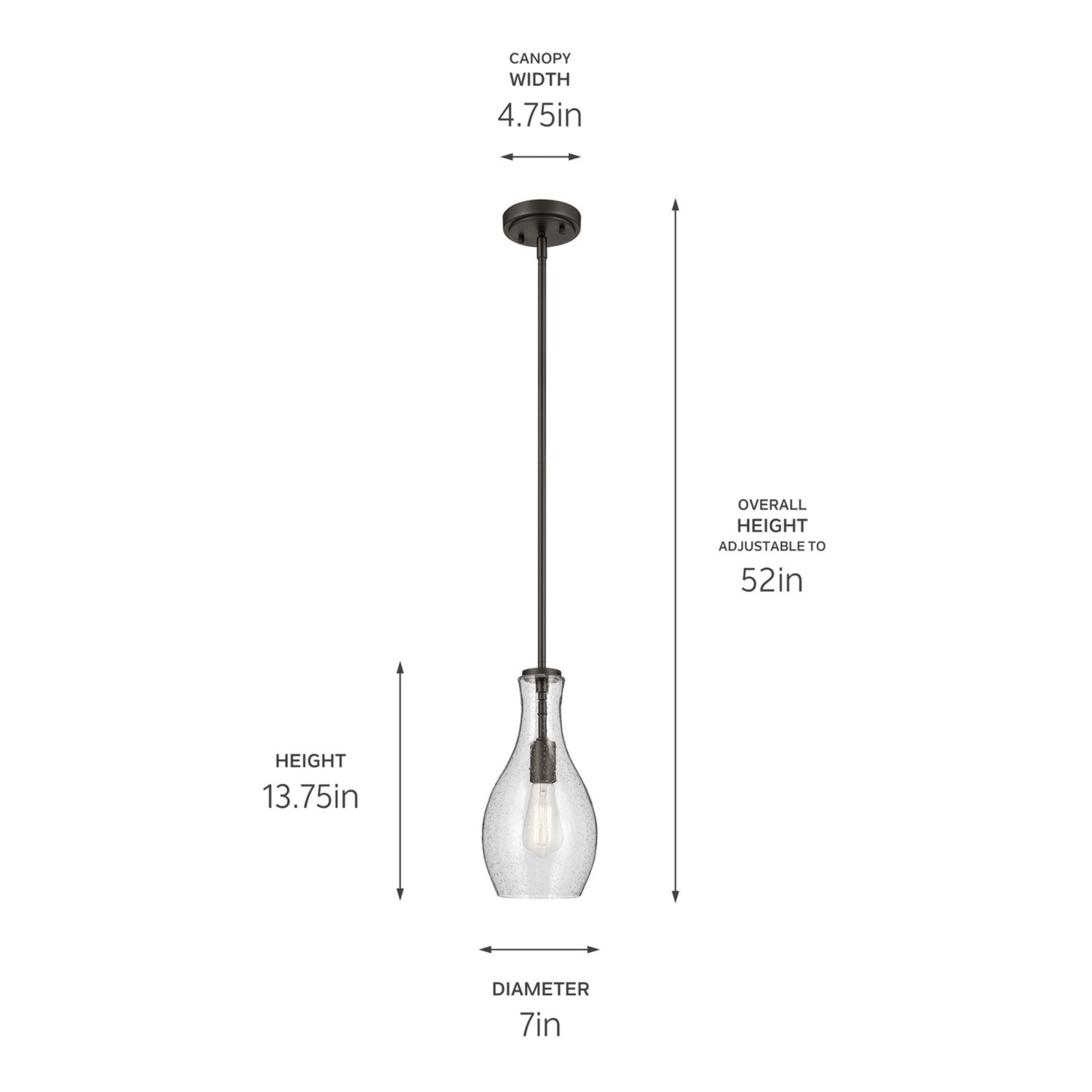 Everly 7" Pendant, Olde Bronze Finish, Clear Seeded Glass - Bees Lighting