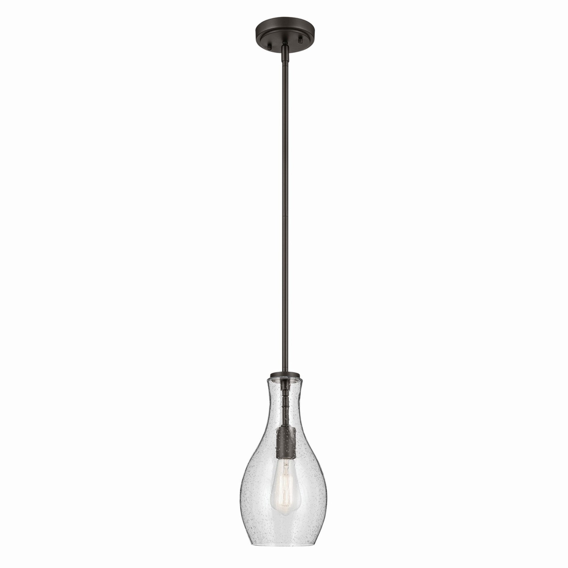 Everly 7" Pendant, Olde Bronze Finish, Clear Seeded Glass - Bees Lighting