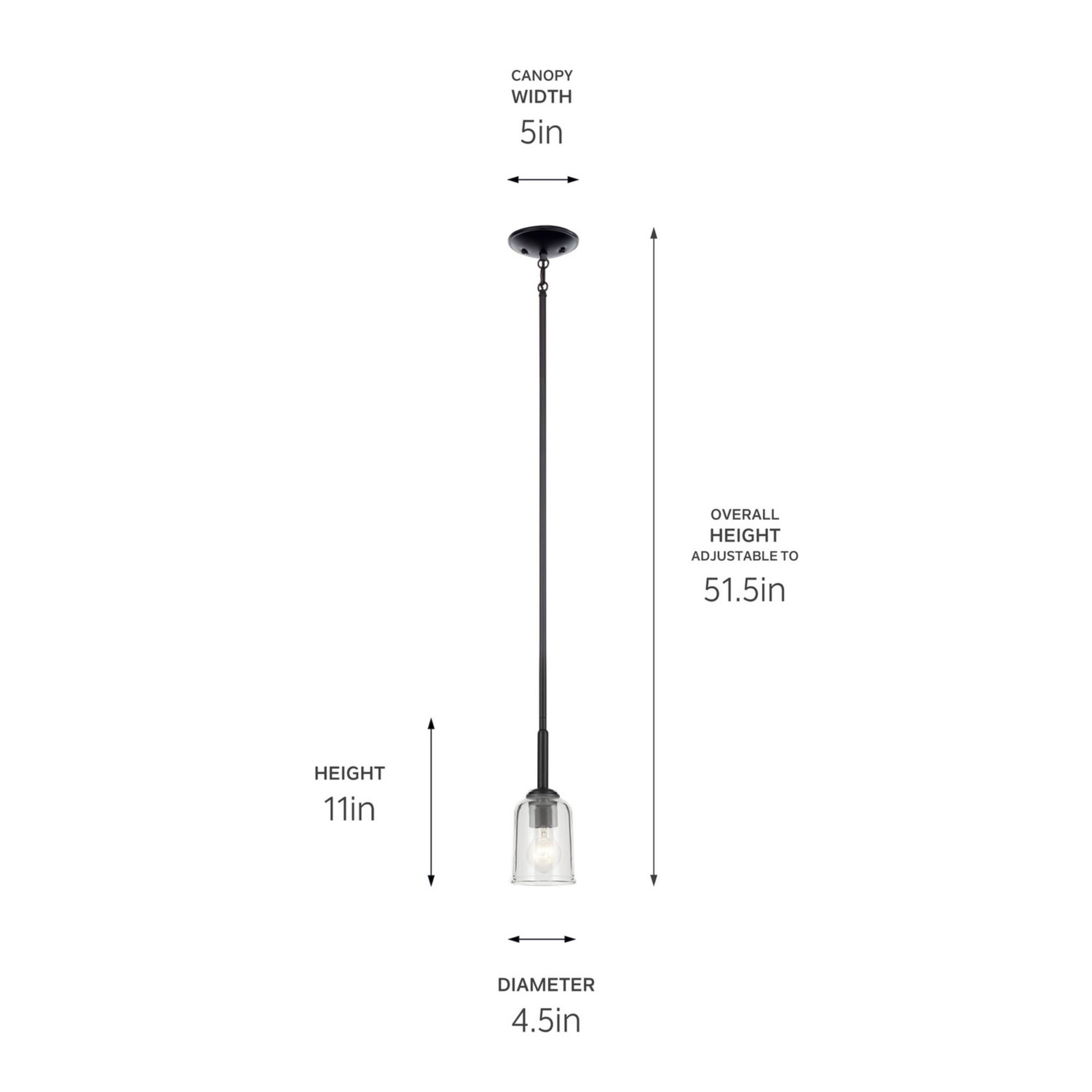 Shailene 5" Mini Pendant, Black Finish, Clear Glass - Bees Lighting