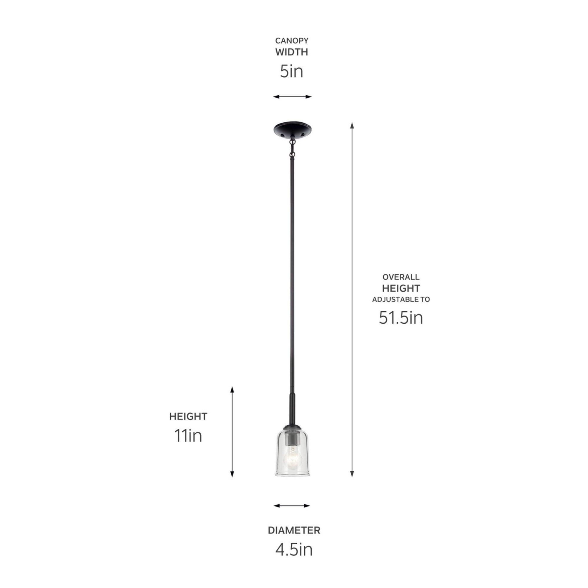 Shailene 5" Mini Pendant, Black Finish, Clear Glass - Bees Lighting