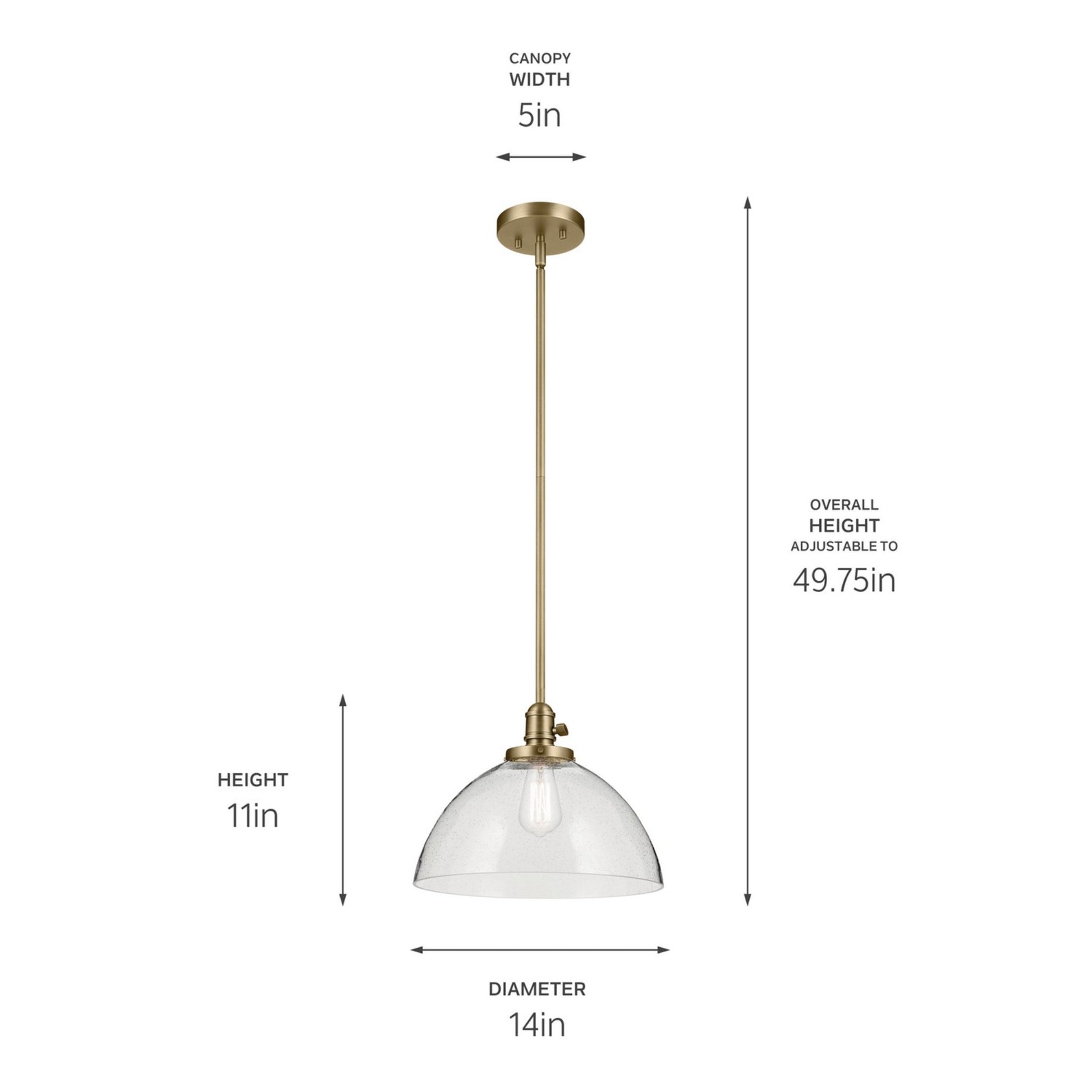 Avery 14" Dome Pendant, Natural Brass Finish - Bees Lighting