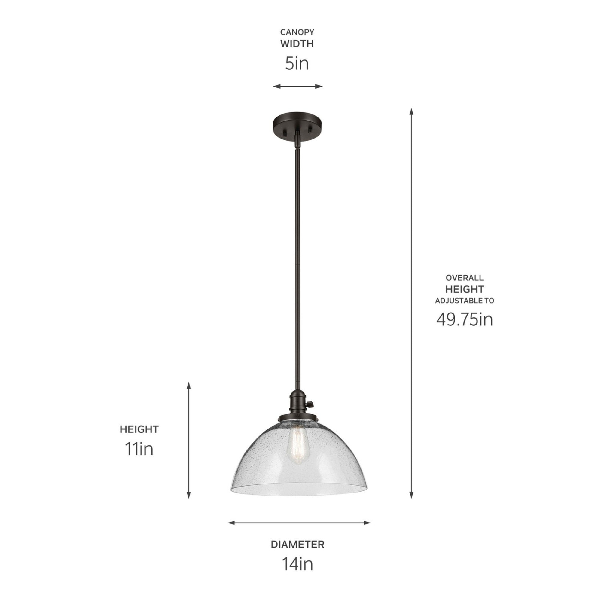 Avery 14" Dome Pendant Light with Clear Seeded Glass, Olde Bronze Finish - Bees Lighting
