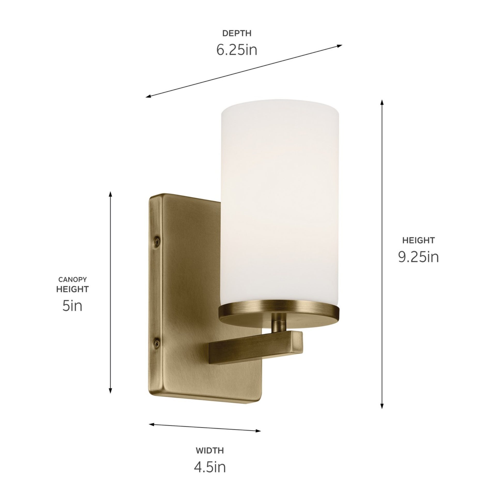 Crosby 5" Wall Sconce, Natural Brass Finish, Opal Glass - Bees Lighting