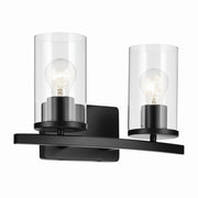 Crosby 15" 2-Light Bath Vanity Light, Black Finish, Clear Glass - Bees Lighting