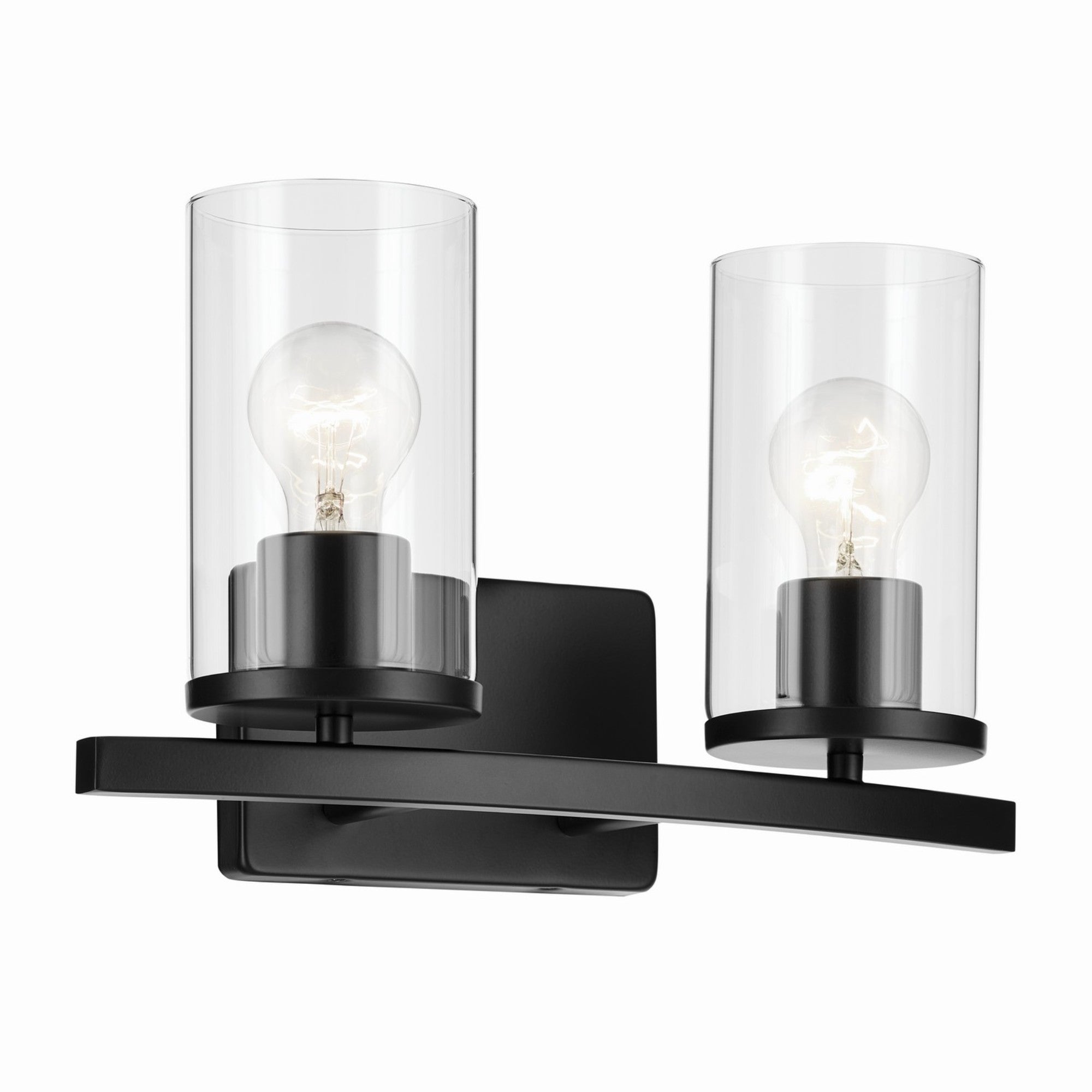 Crosby 15" 2-Light Bath Vanity Light, Black Finish, Clear Glass - Bees Lighting