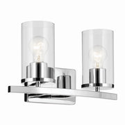 Crosby 15" 2-Light Bath Vanity Light, Chrome Finish, Clear Glass - Bees Lighting