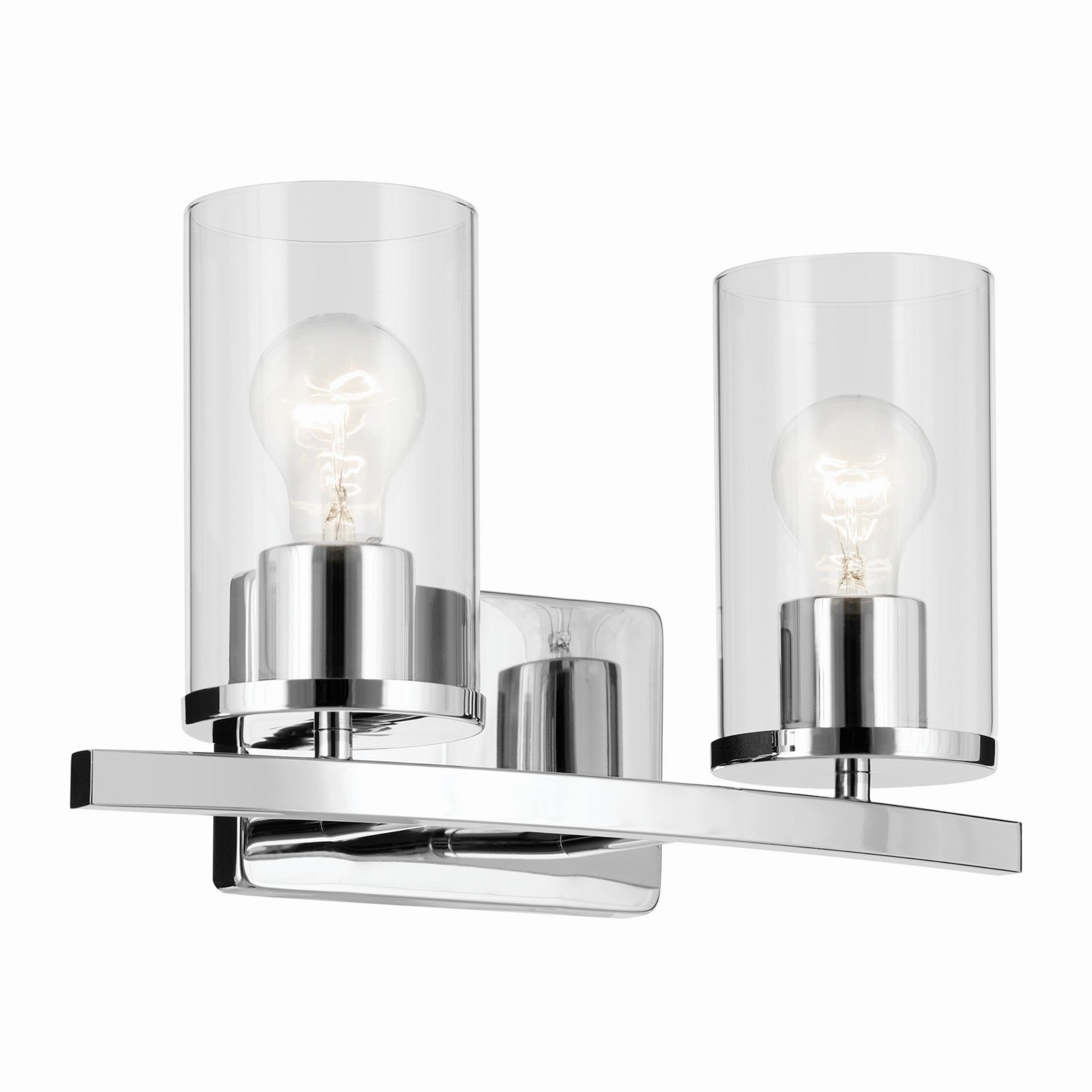 Crosby 15" 2-Light Bath Vanity Light, Chrome Finish, Clear Glass - Bees Lighting