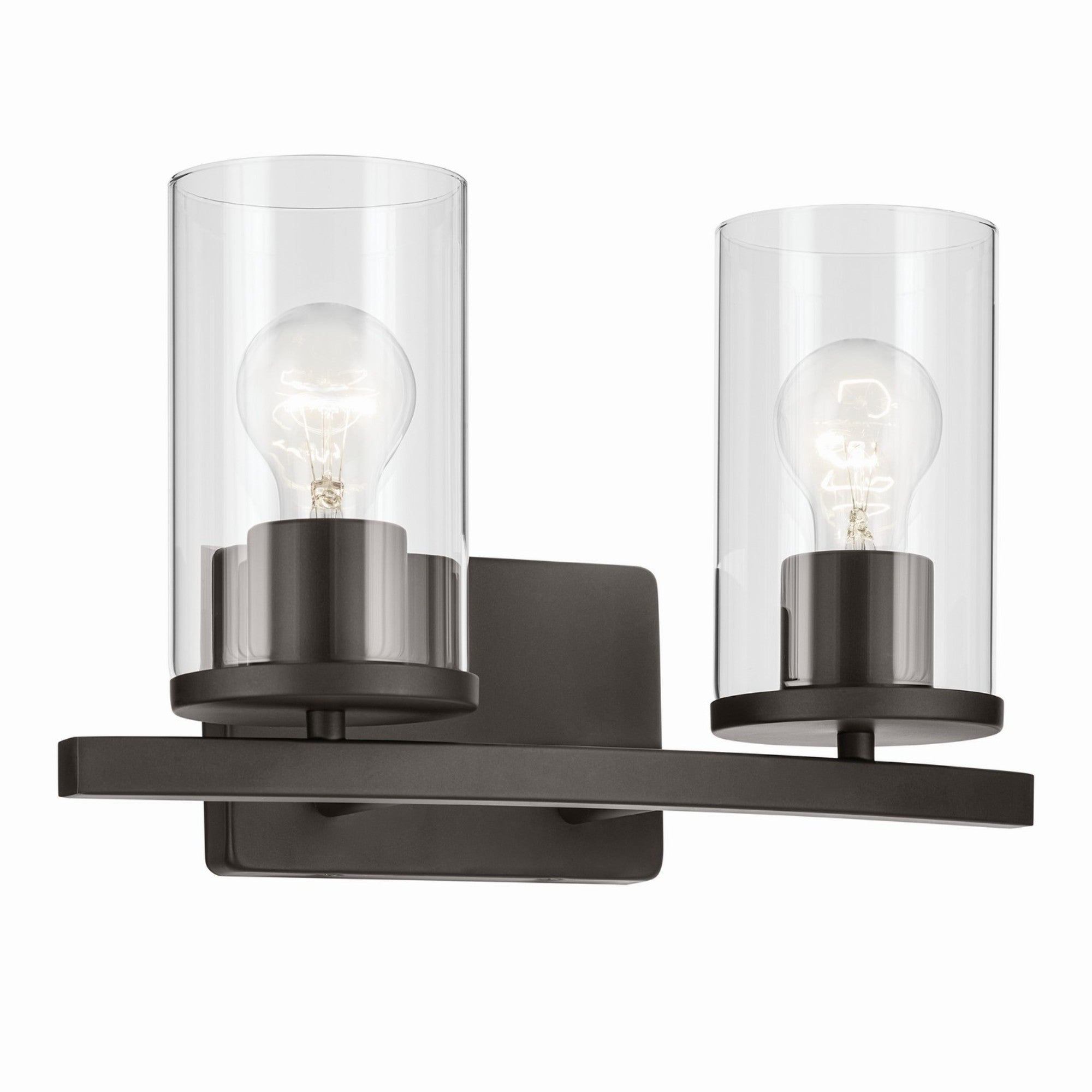 Crosby 15" 2-Light Bath Vanity Light, Olde Bronze Finish, Clear Glass - Bees Lighting