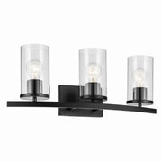 Crosby 23" 3-Light Bath Vanity Light, Black Finish, Clear Glass - Bees Lighting