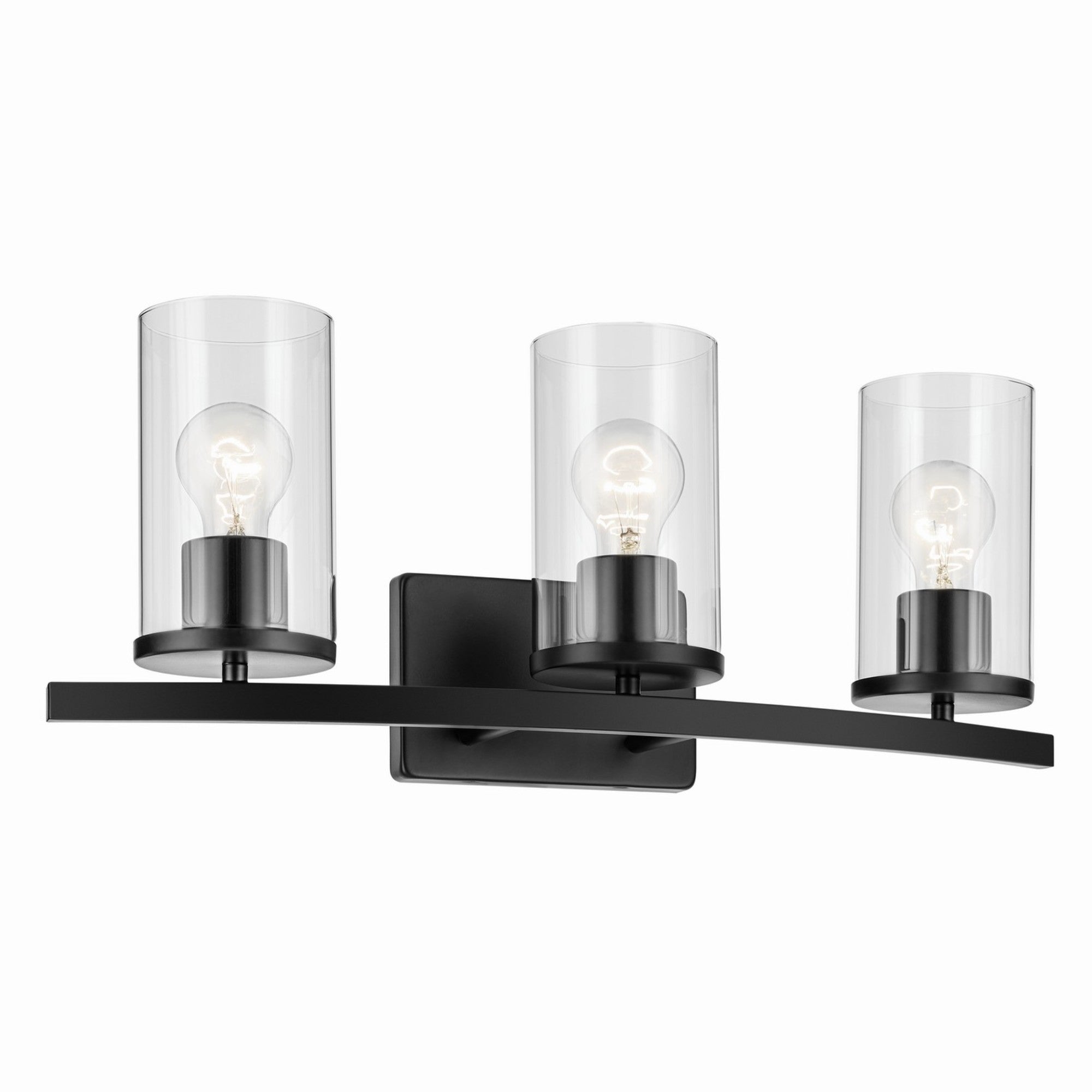 Crosby 23" 3-Light Bath Vanity Light, Black Finish, Clear Glass - Bees Lighting