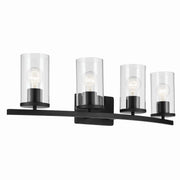 Crosby 31" 4-Light Bath Vanity Light, Black Finish, Clear Glass - Bees Lighting