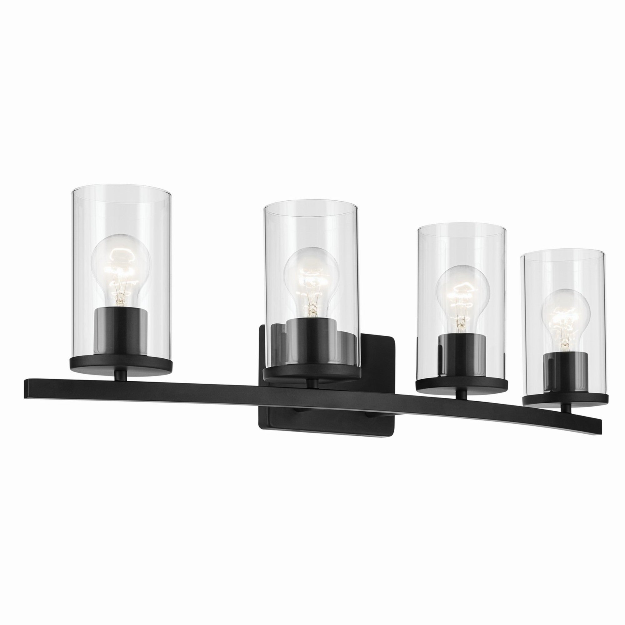 Crosby 31" 4-Light Bath Vanity Light, Black Finish, Clear Glass - Bees Lighting